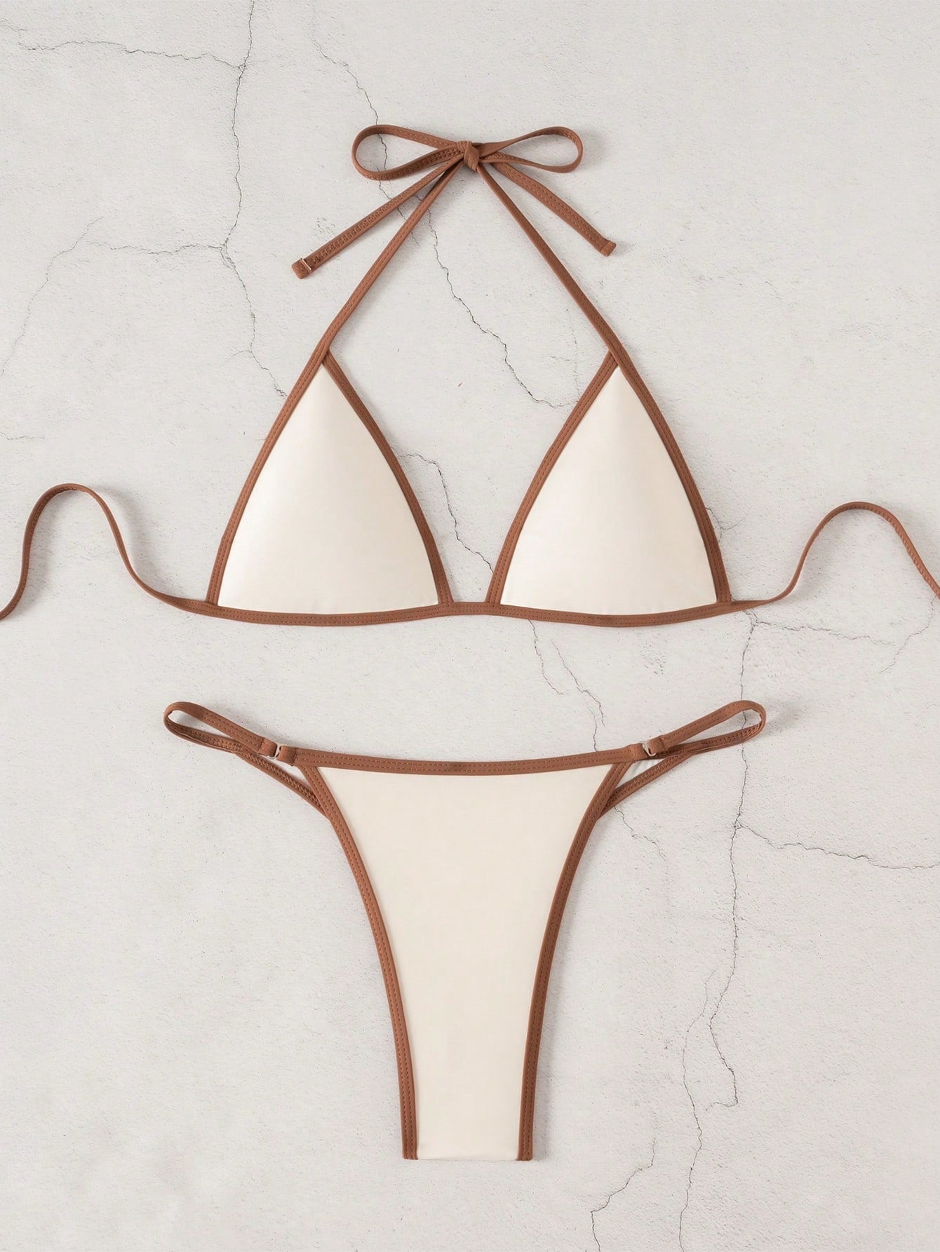 Bonvoyette Women's Summer Beach Colorblock Halter Neck Tie Sexy