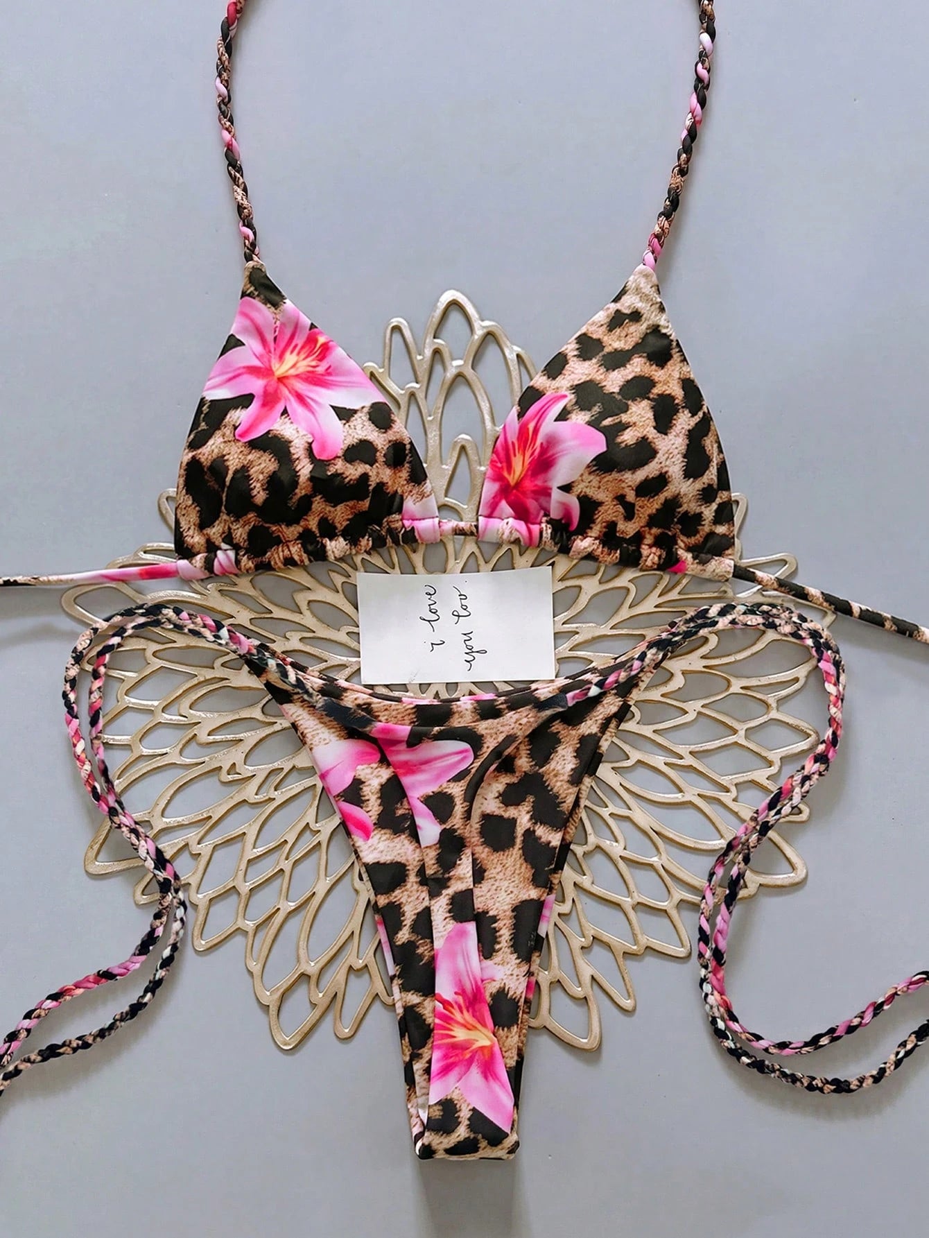 Swim Vcay 2pcs Women Apricot Bikini Swimwear Set, Handmade Rope Decor Swimwear Bikini Sets For Women Rouche - image 18