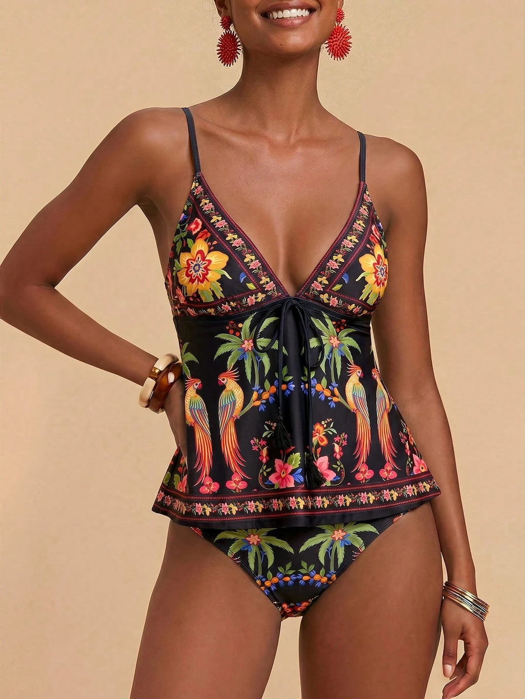 Travachic Women's Summer Beach Vacation Knotted Floral Print Tankini