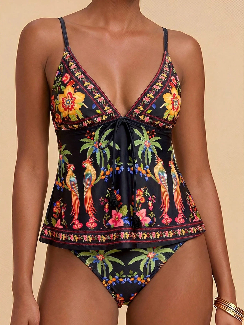 Travachic Women's Summer Beach Vacation Knotted Floral Print Tankini