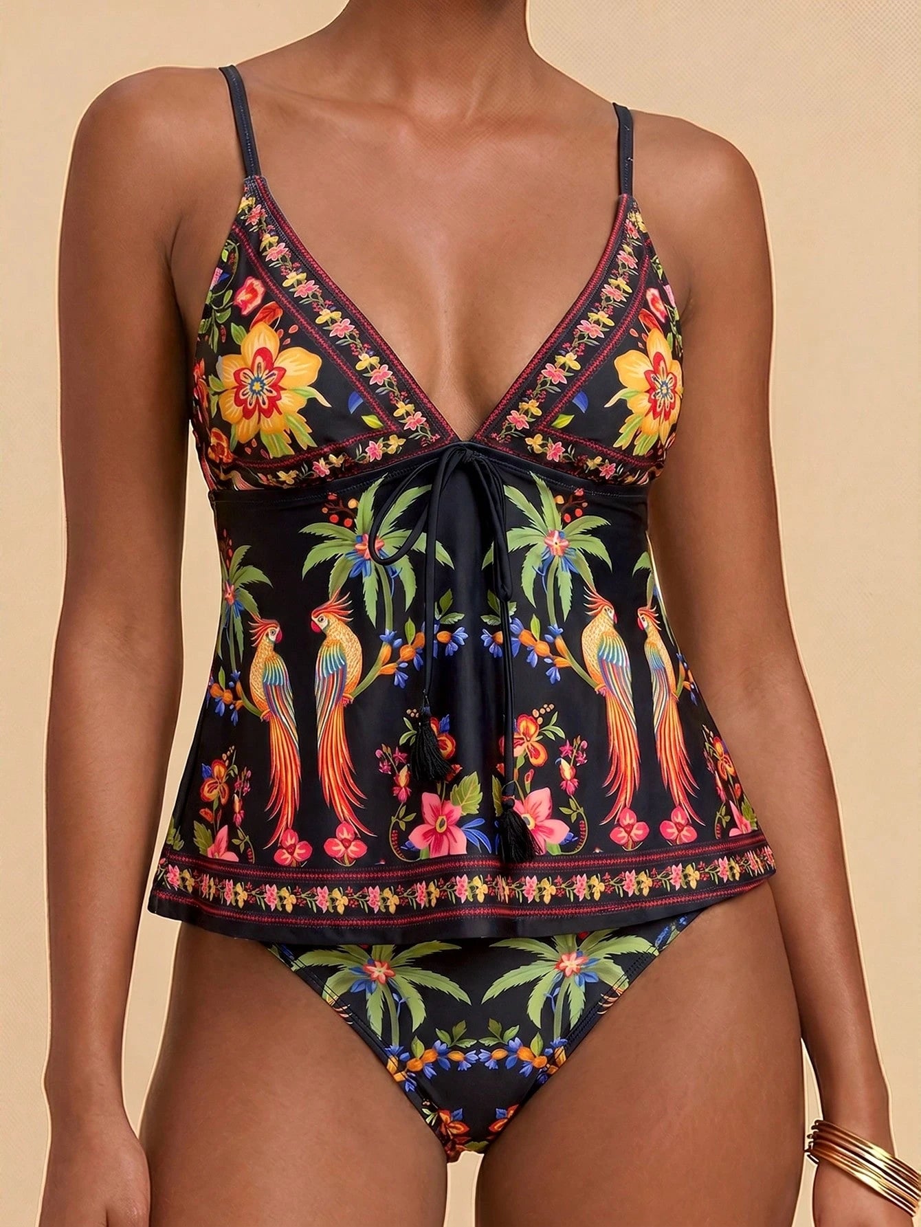 Travachic Women's Summer Beach Vacation Knotted Floral Print Tankini