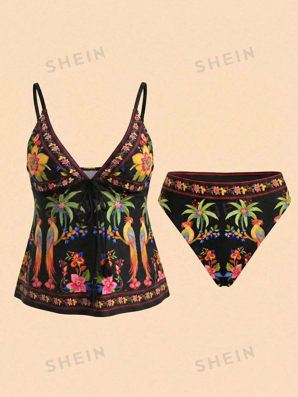 Travachic Women's Summer Beach Vacation Knotted Floral Print Tankini