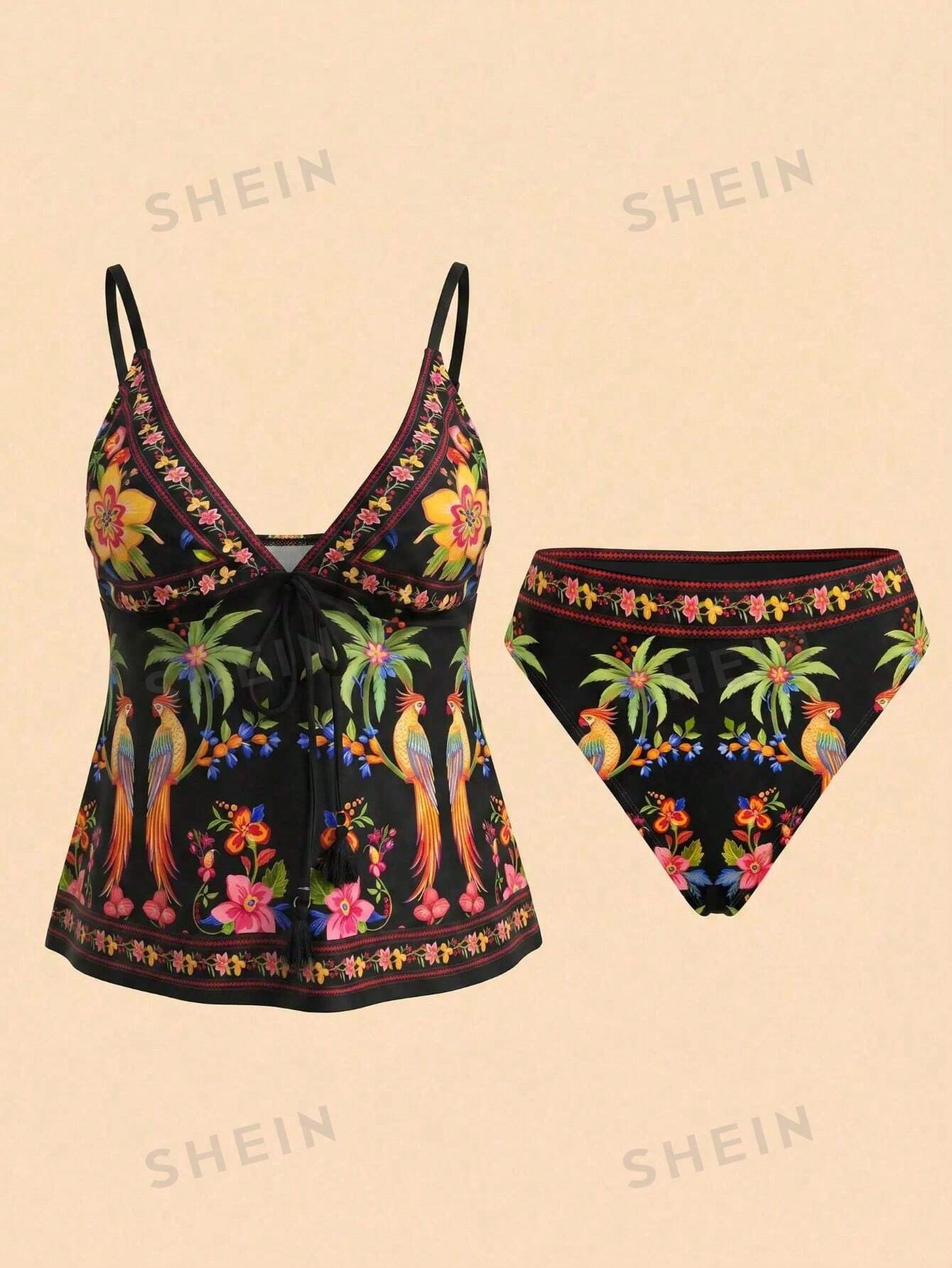 Travachic Women's Summer Beach Vacation Knotted Floral Print Tankini