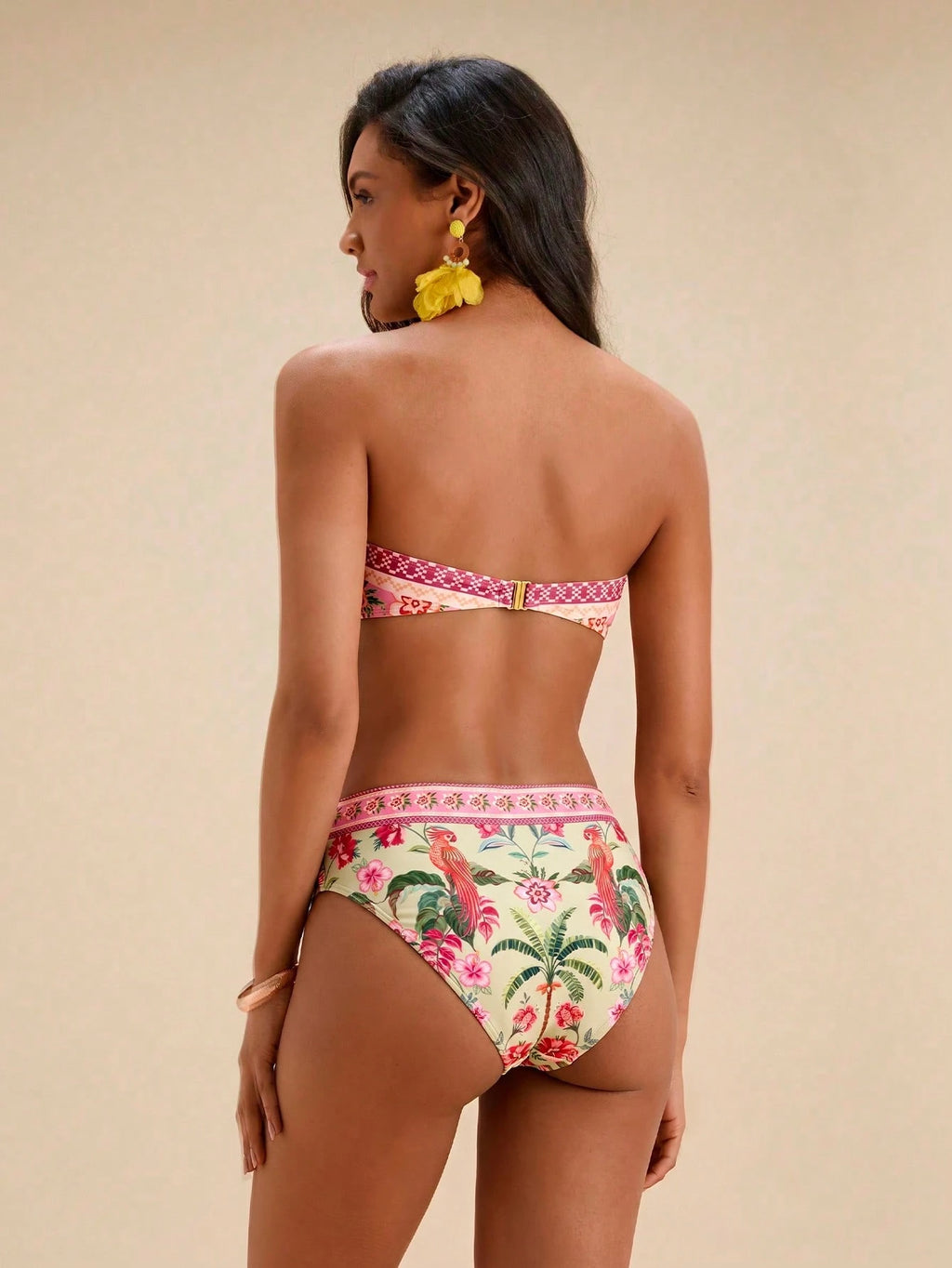 Travachic Women Floral Print Bandeau Bikini Set,Summer Outfits For