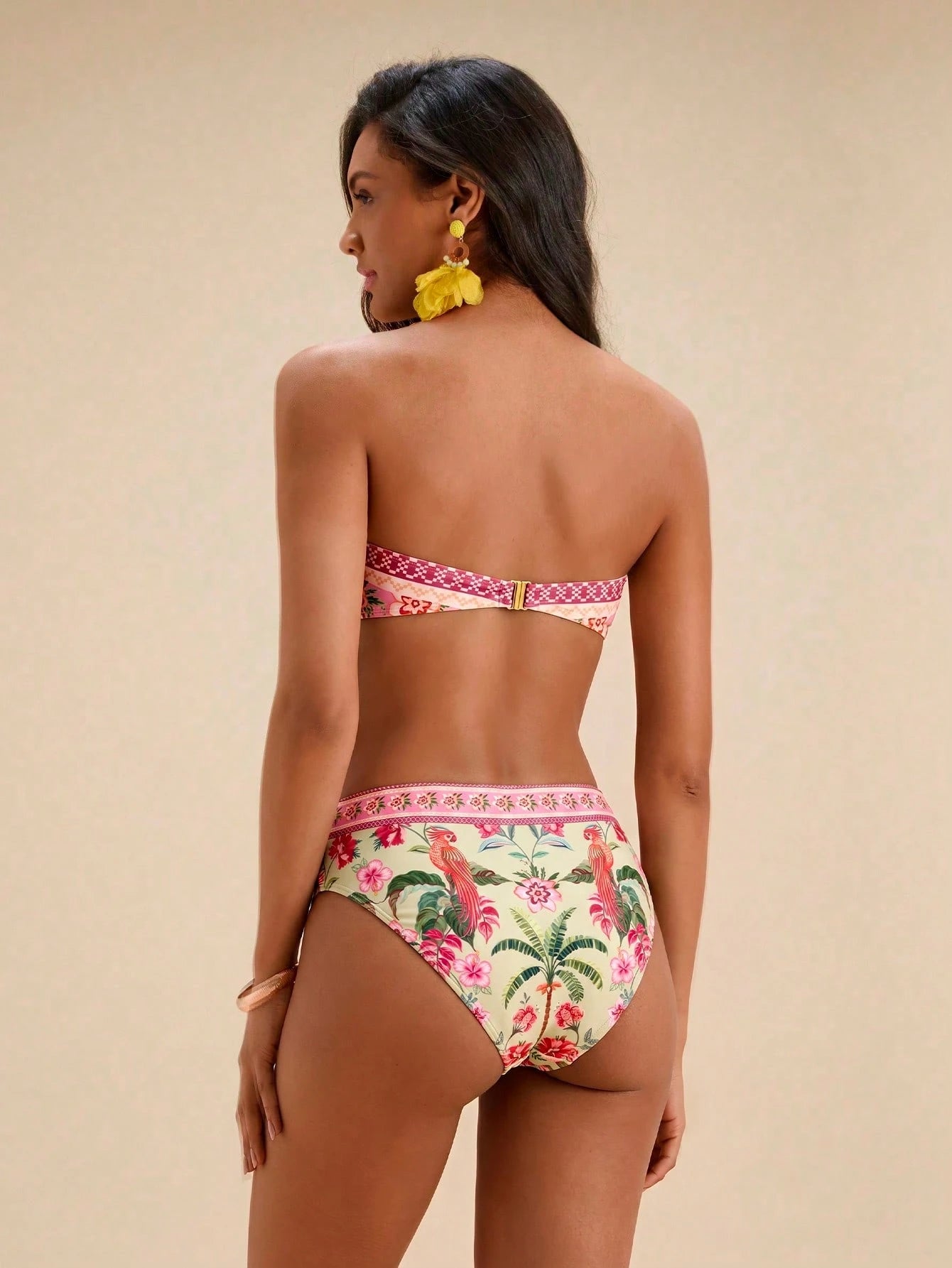 Travachic Women Floral Print Bandeau Bikini Set,Summer Outfits For