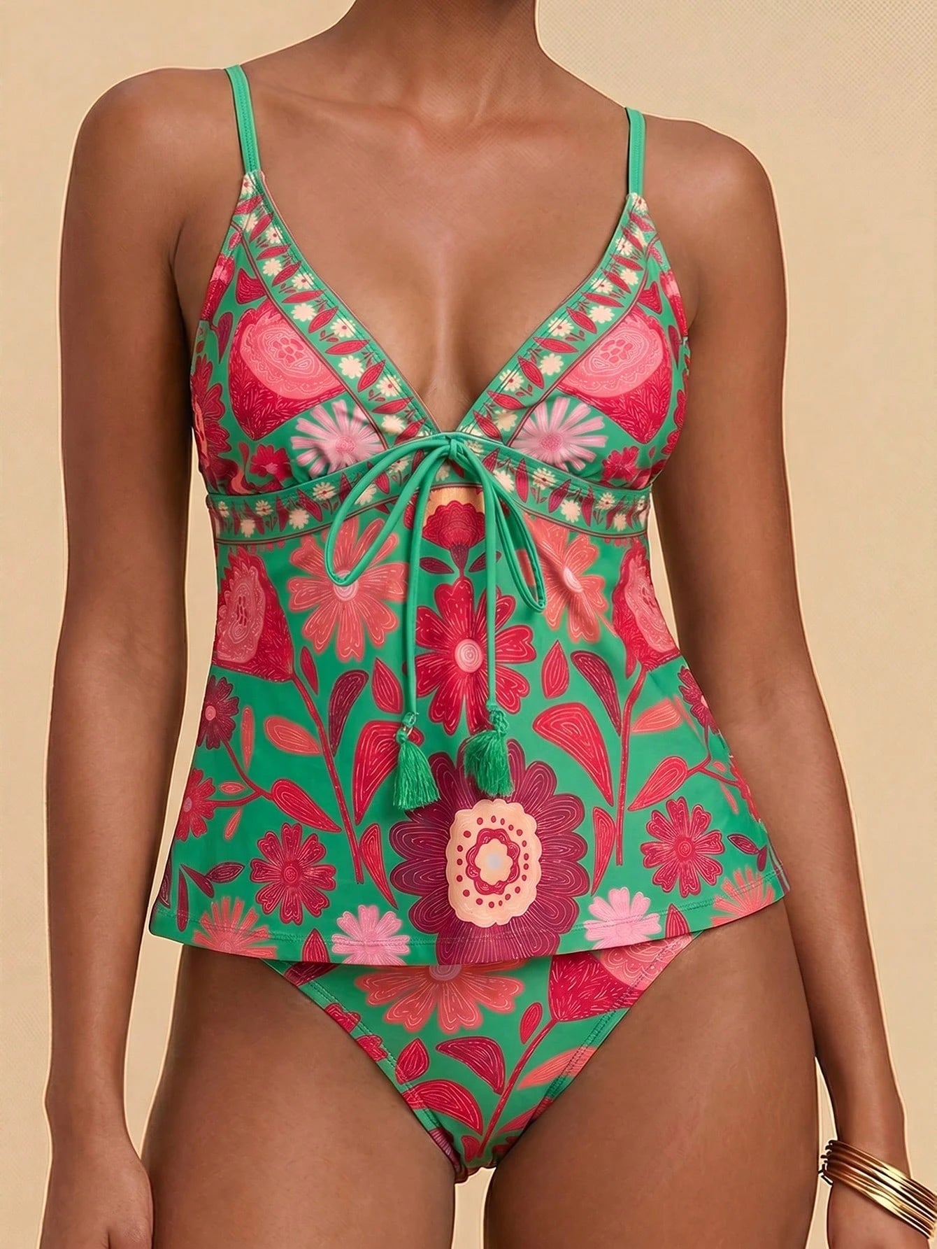 Travachic Women's Summer Beach Vacation Knotted Floral Print Tankini