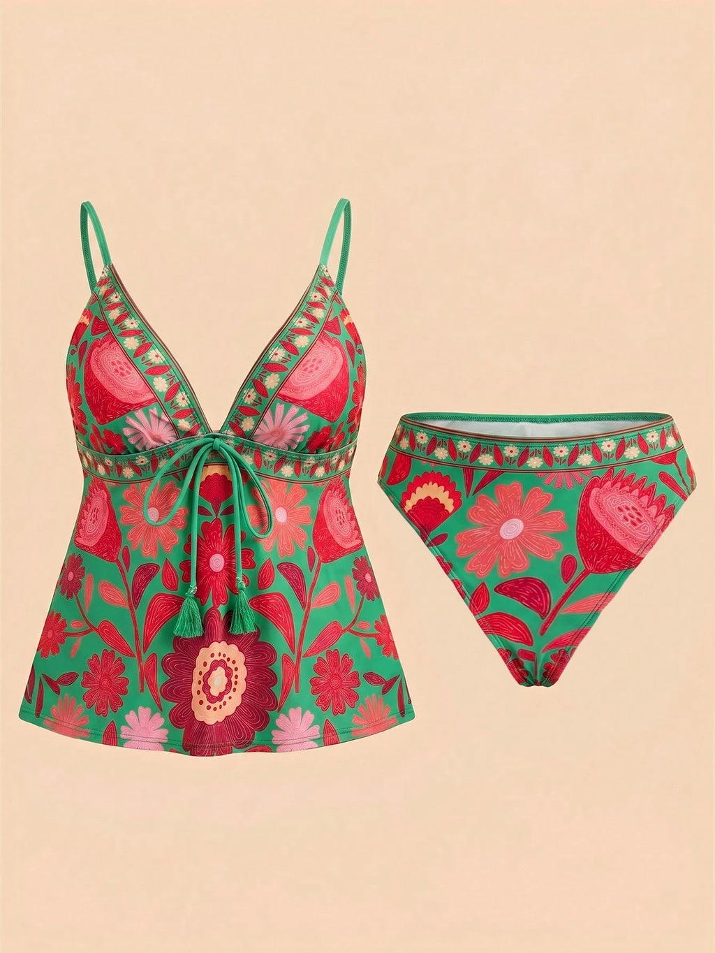 Travachic Women's Summer Beach Vacation Knotted Floral Print Tankini