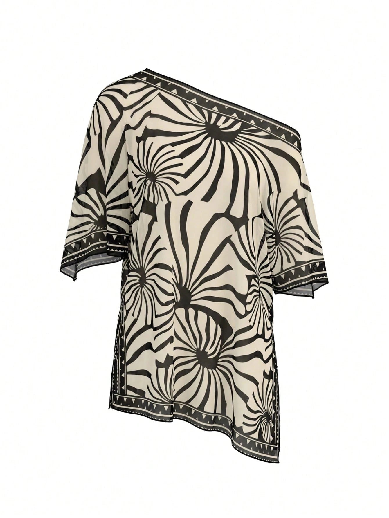 Swim Chiccia Women's Fashion Elegant Mesh Printed Cover-Up 2026 Summer Beach Vacation Style - image 2