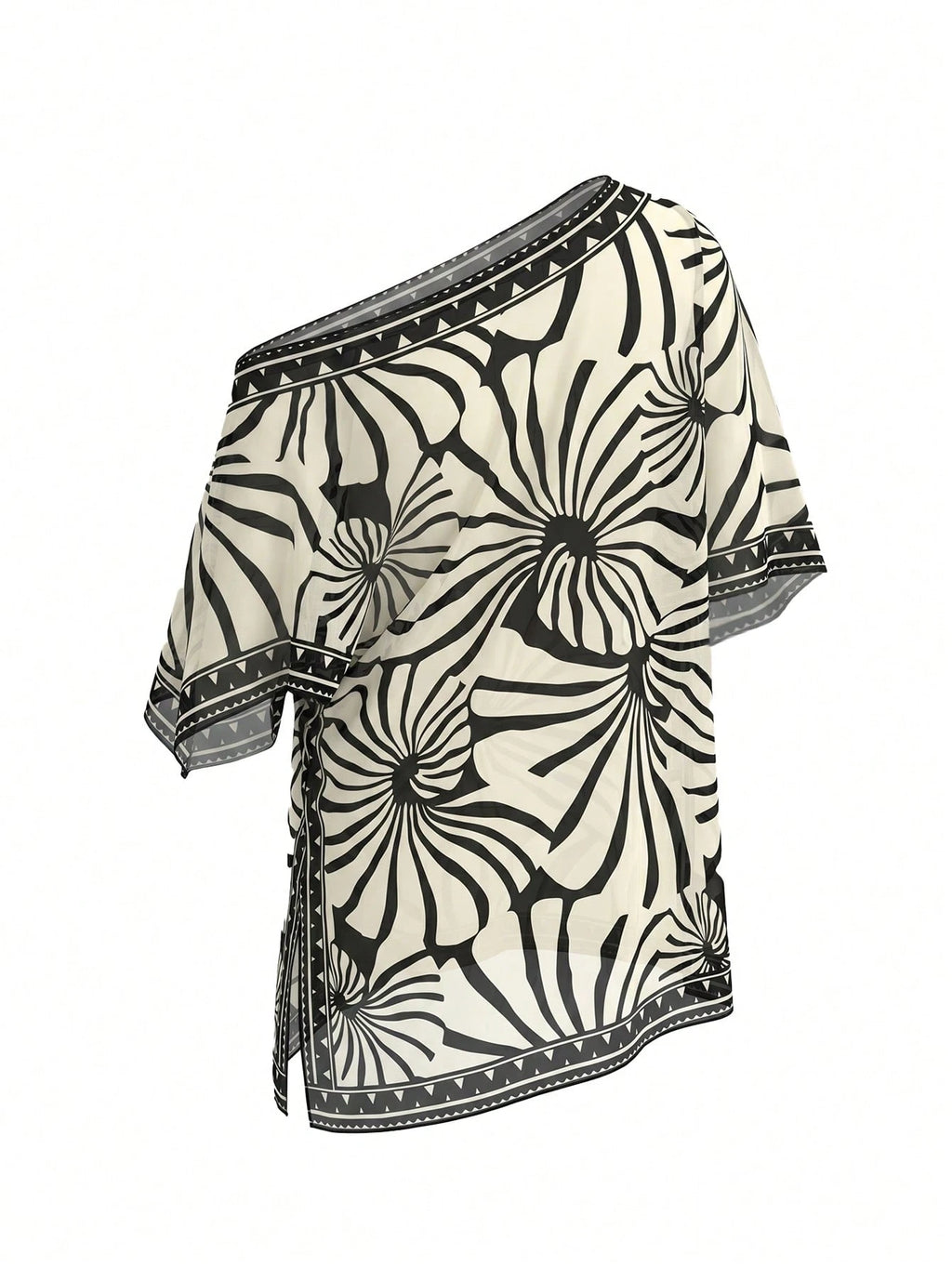 Swim Chiccia Women's Fashion Elegant Mesh Printed Cover-Up 2026 Summer Beach Vacation Style - image 4