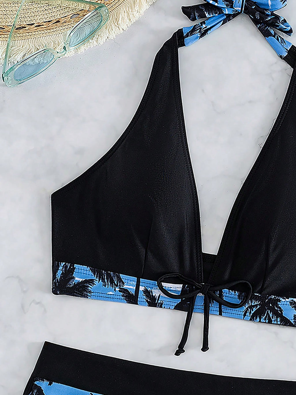 Swim SXY Summer Beach Tropical Print Halter Bikini Set
