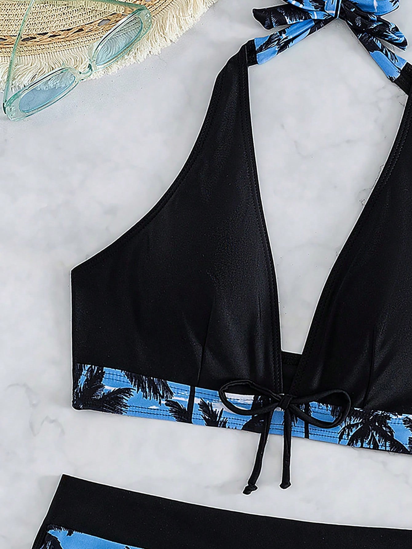 Swim SXY Summer Beach Tropical Print Halter Bikini Set