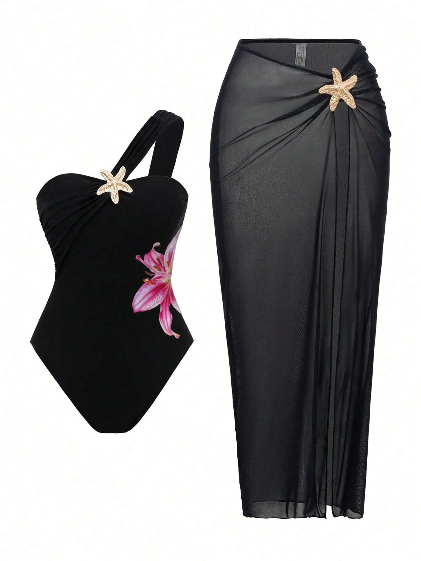 Stylish High-End Beach Holiday Summer Sexy Black One-Piece Star