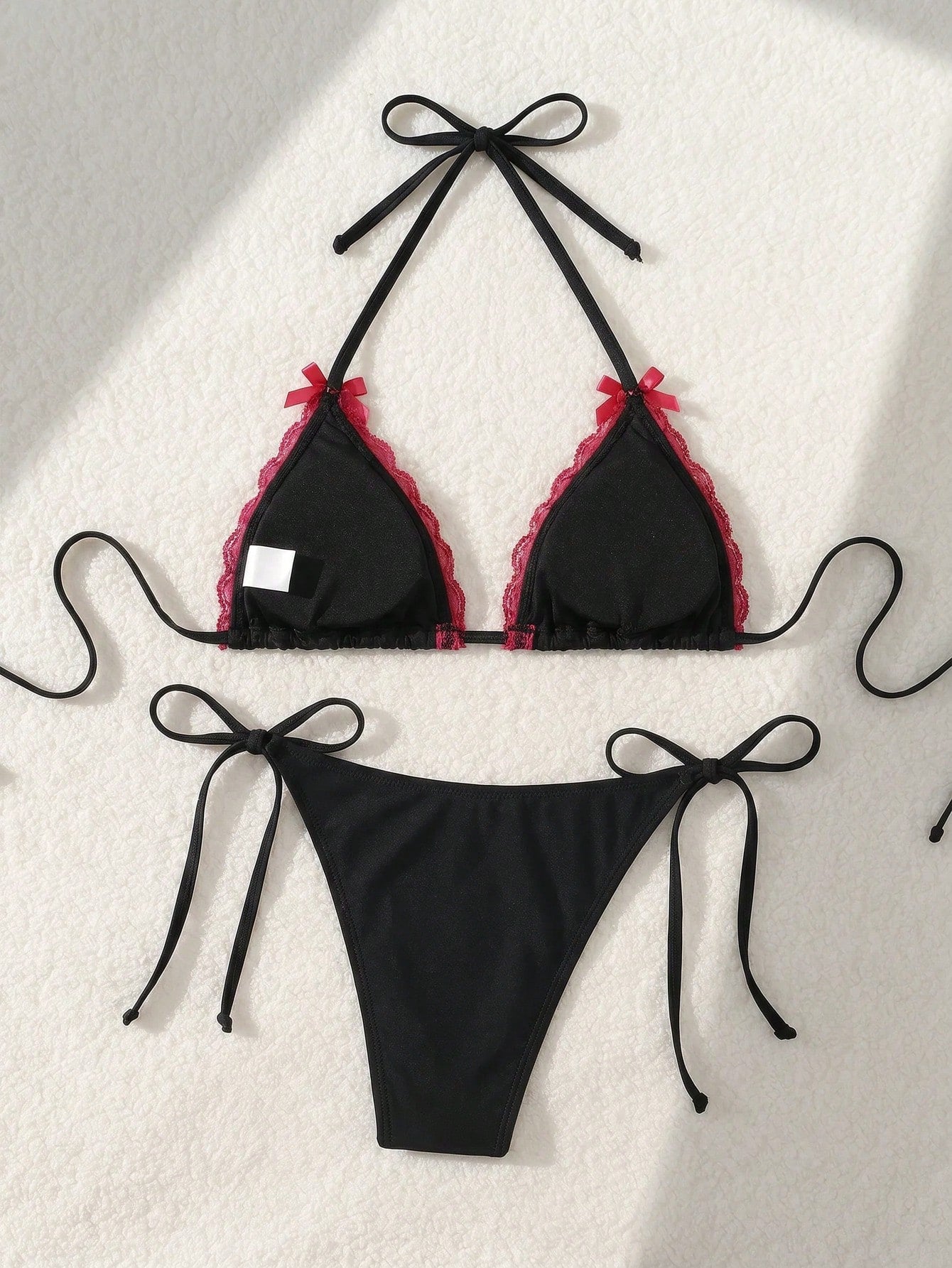 Swim Mod Sexy & Cute Lace Bow Accent Triangle Bikini For Bikini Party Summer - image 2
