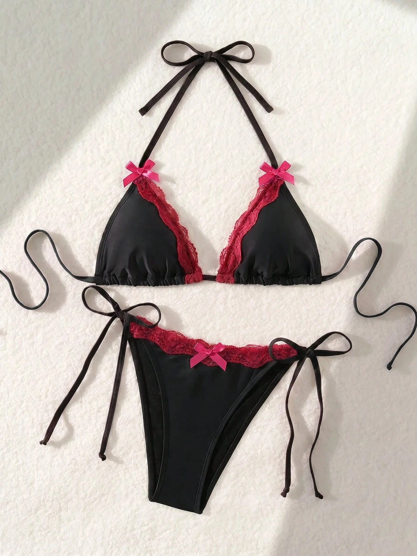 Swim Mod Sexy & Cute Lace Bow Accent Triangle Bikini For Bikini Party Summer - image 3