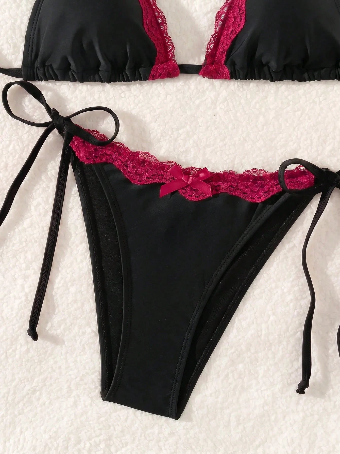 Swim Mod Sexy & Cute Lace Bow Accent Triangle Bikini For Bikini Party Summer - image 5