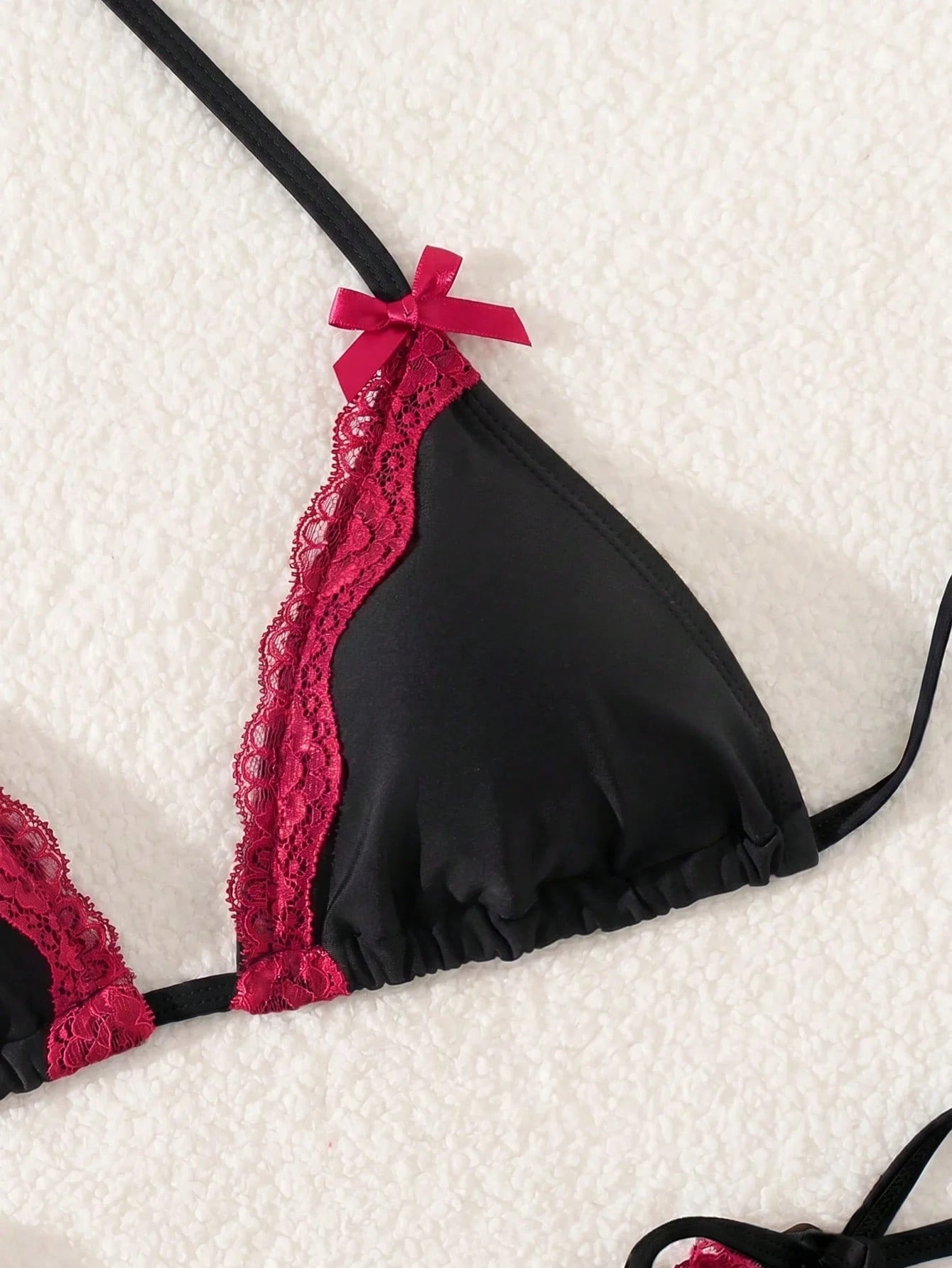 Swim Mod Sexy & Cute Lace Bow Accent Triangle Bikini For Bikini Party Summer - image 4