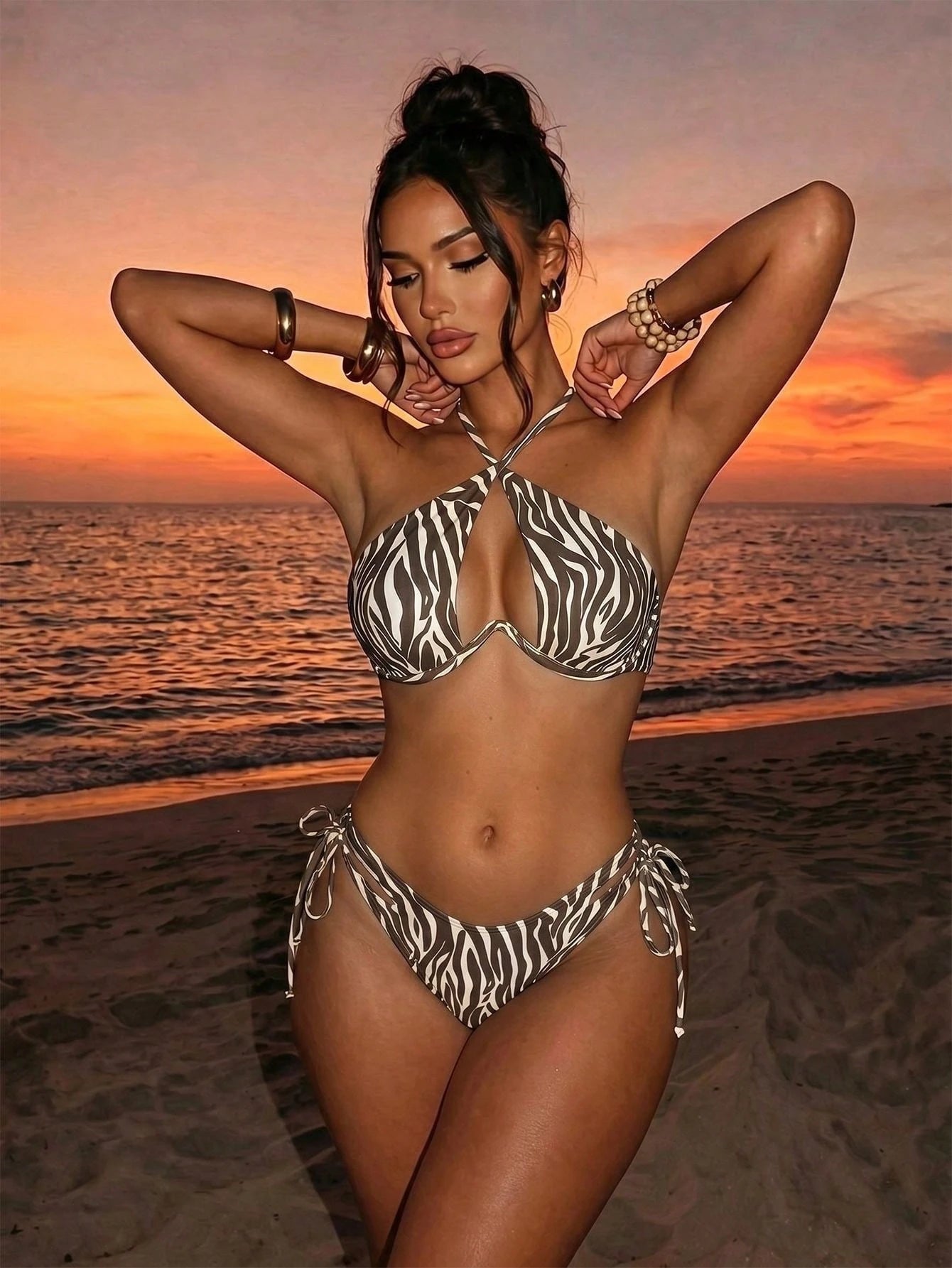Swim SXY Spring/Summer Leopard Print Underwire Detachable Padded