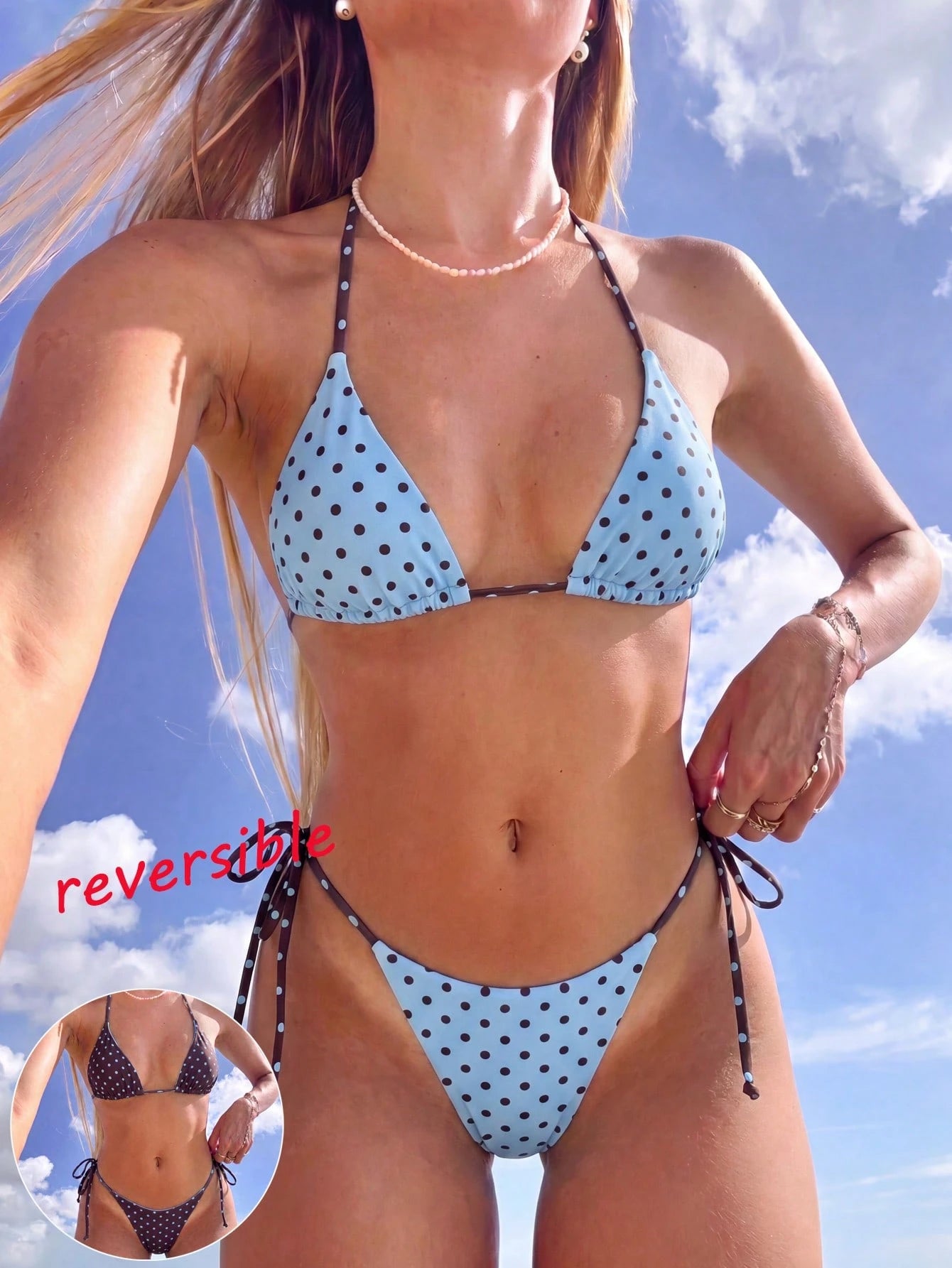 Women's Summer Bikini Set Set, Halter Tie Backless Ladies Swimwear,