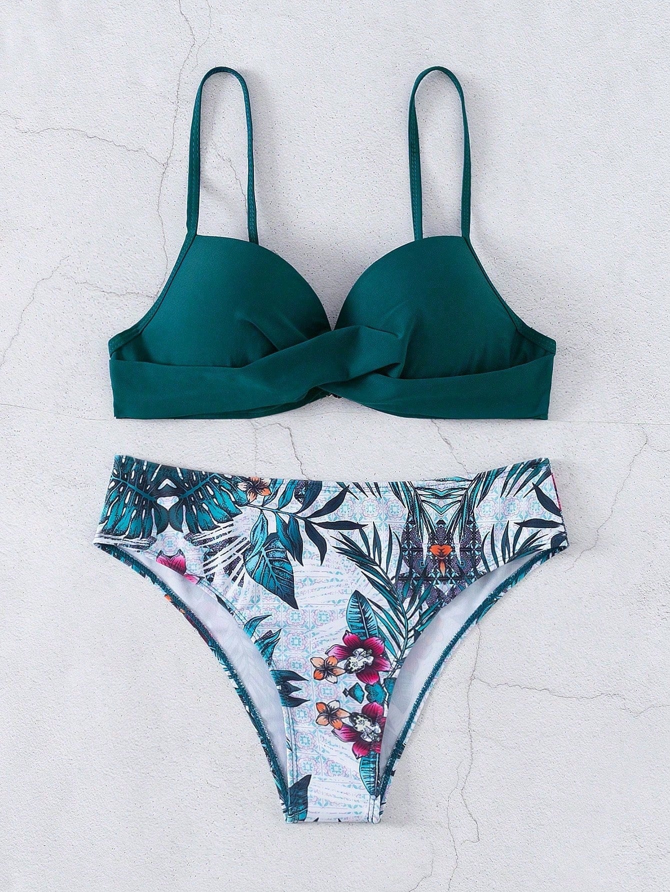 Swim Lushoire Women's Floral Print Cross Wrap Bikini Set, Beach Vacation Style - image 10