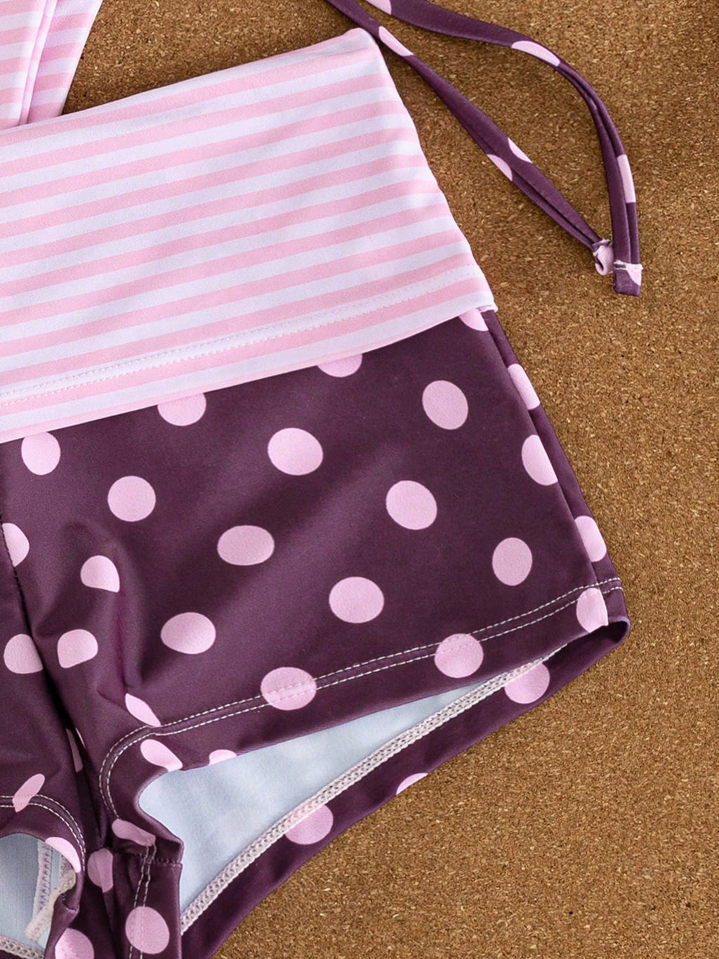 3pcs Women's Swimwear Set For Spring & Summer, Polka Dot & Striped