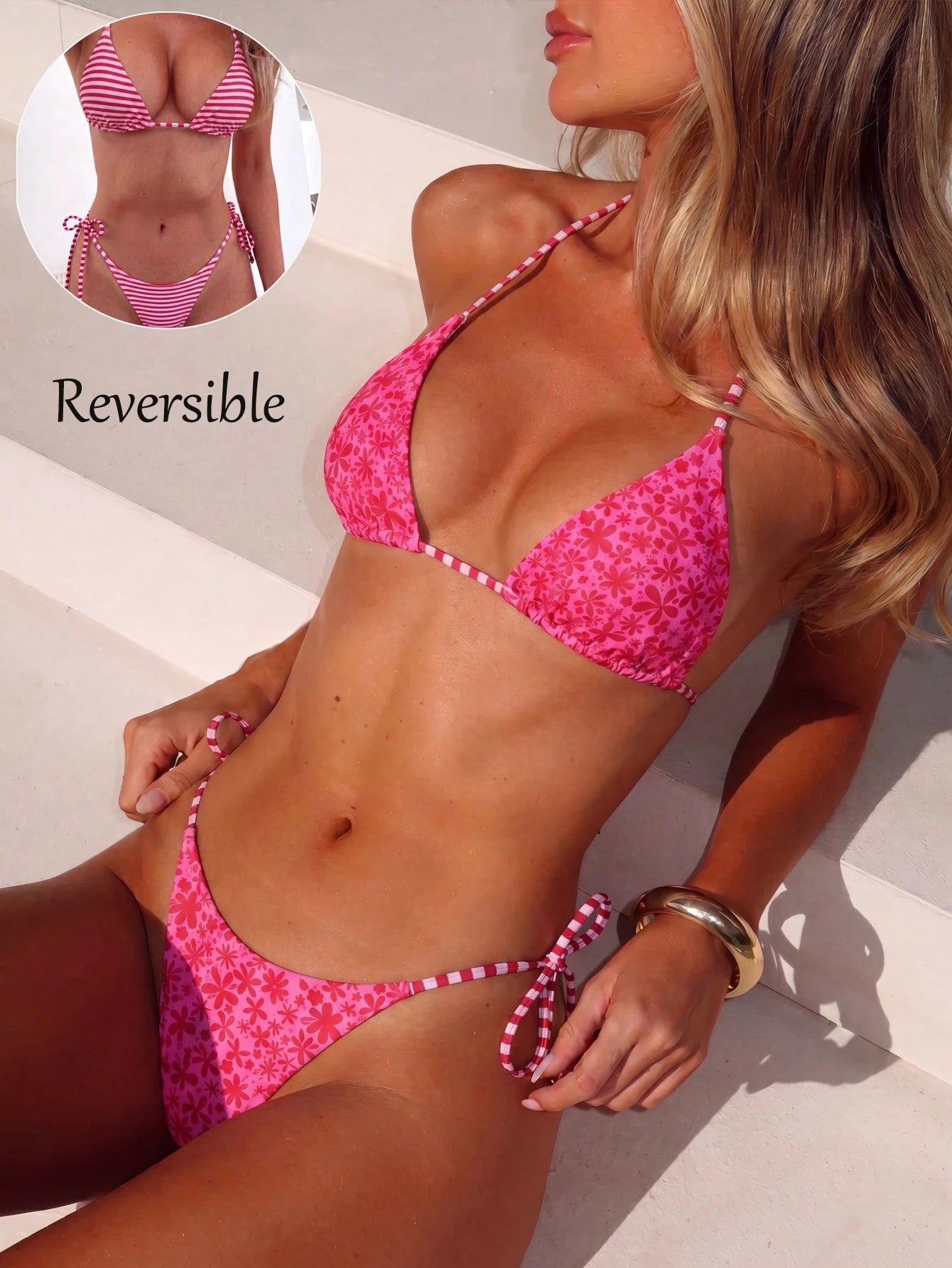 Women's Summer Bikini Set Set, Halter Tie Backless Ladies Swimwear,