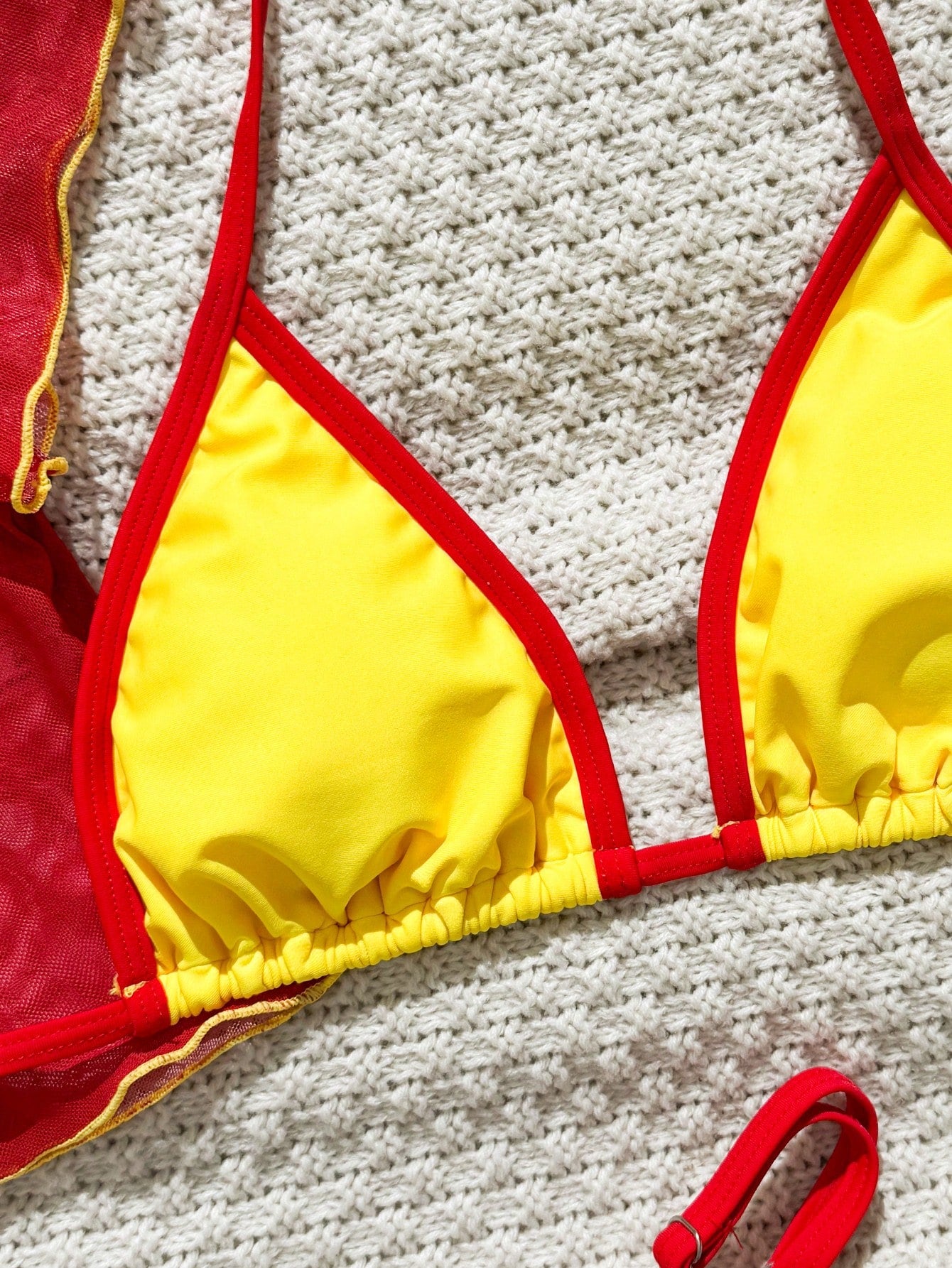 Swim Vcay 2026 New Women's Printed Triangle Bikini Top With Mesh