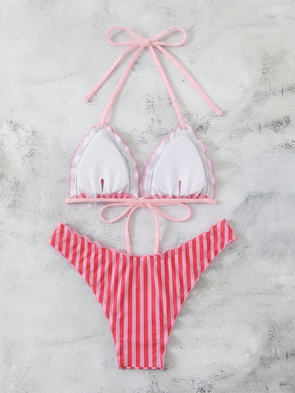 Swim Mod Women's Summer Polka Dot Print Camisole Tie Bow Bikini Two Pieces Swimw
