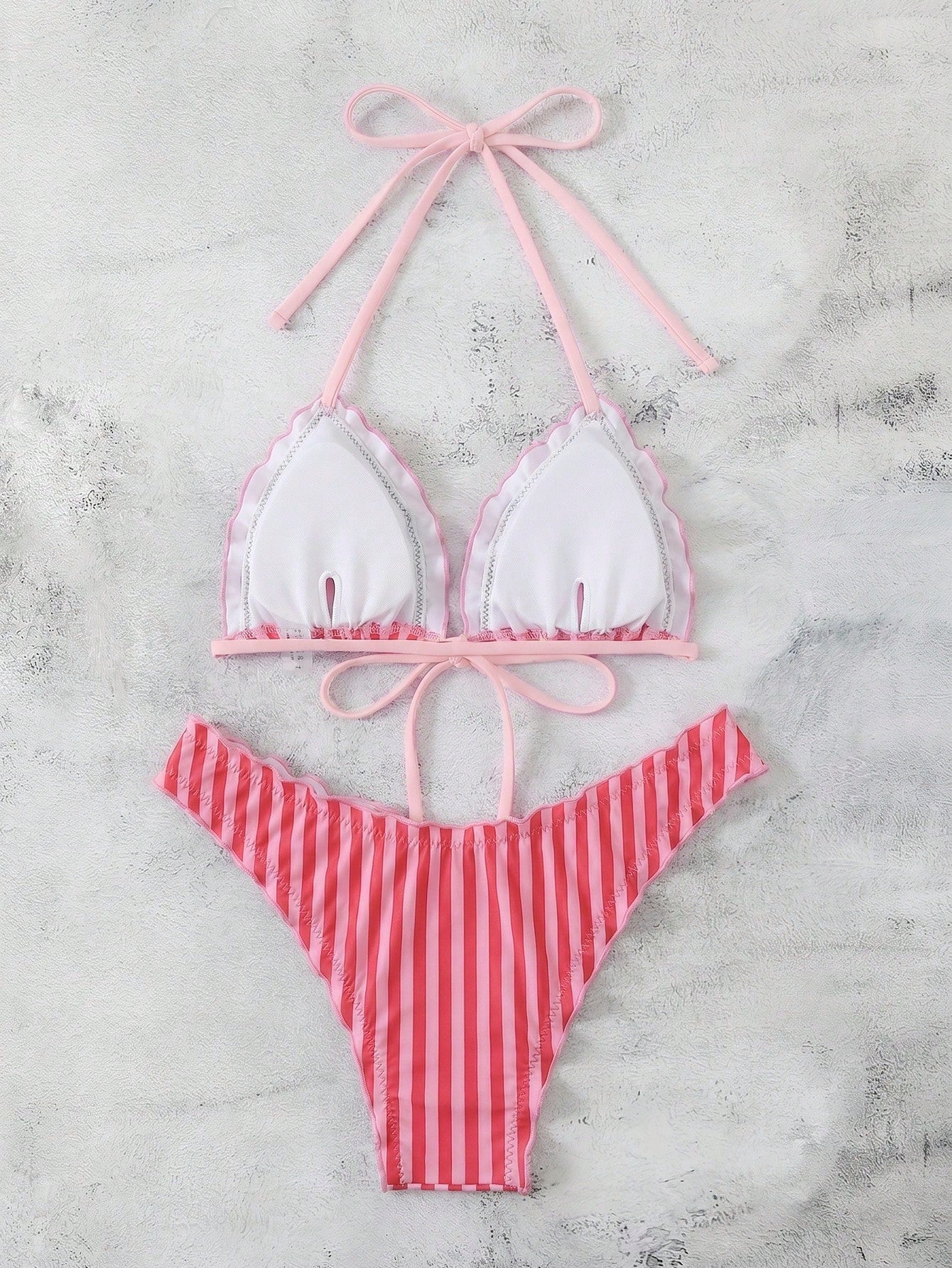 Swim Mod Women's Summer Polka Dot Print Camisole Tie Bow Bikini Two Pieces Swimw