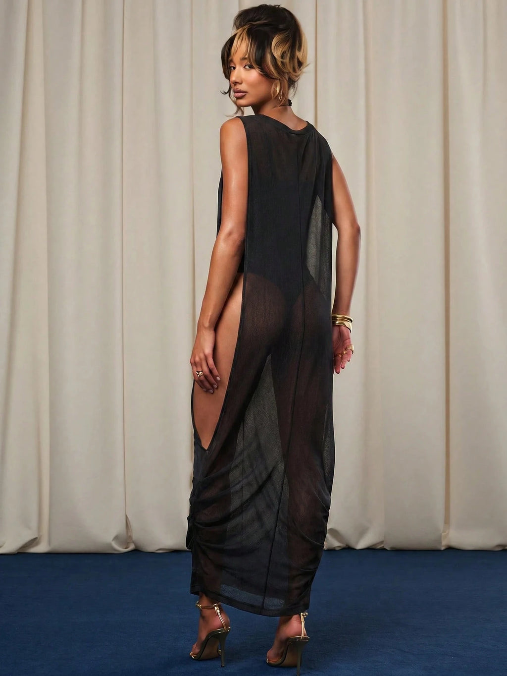 NYA SZN Swim Cover Up Dress Maxi Cowl Draped Beach Poolside Brunch Warm Weather Work Wear Casual Outfits For - image 2