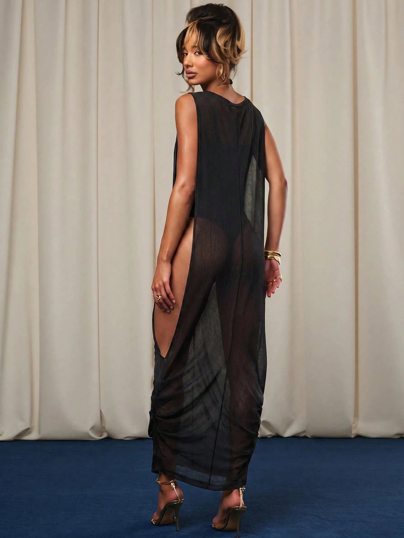 NYA SZN Swim Cover Up Dress Maxi Cowl Draped Beach Poolside Brunch Warm Weather Work Wear Casual Outfits For - image 2