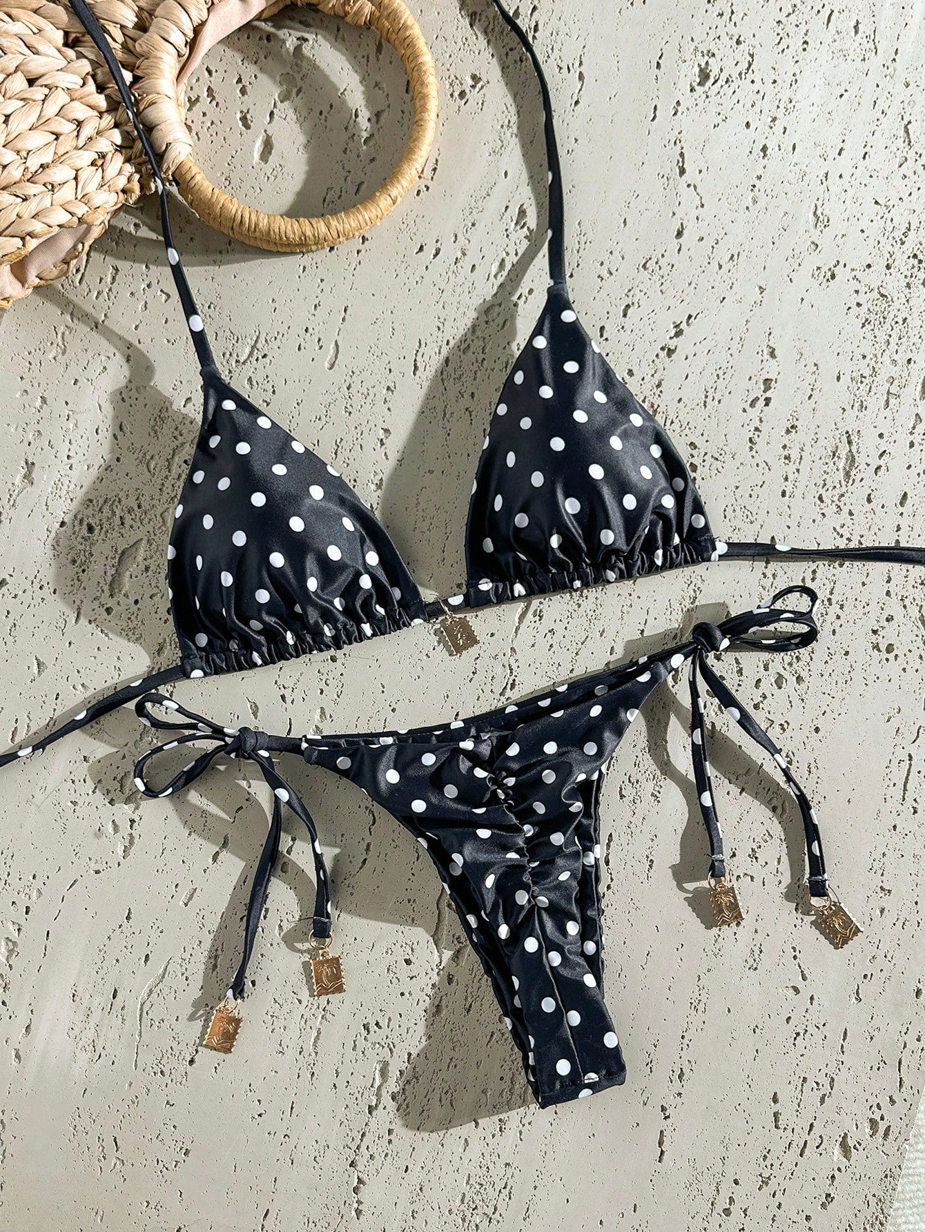Swim Chiccia Springbreak Women Summer Random Floral Printed Metal Decor Vintage 2pcs Spaghetti Strap Bikini - image 11