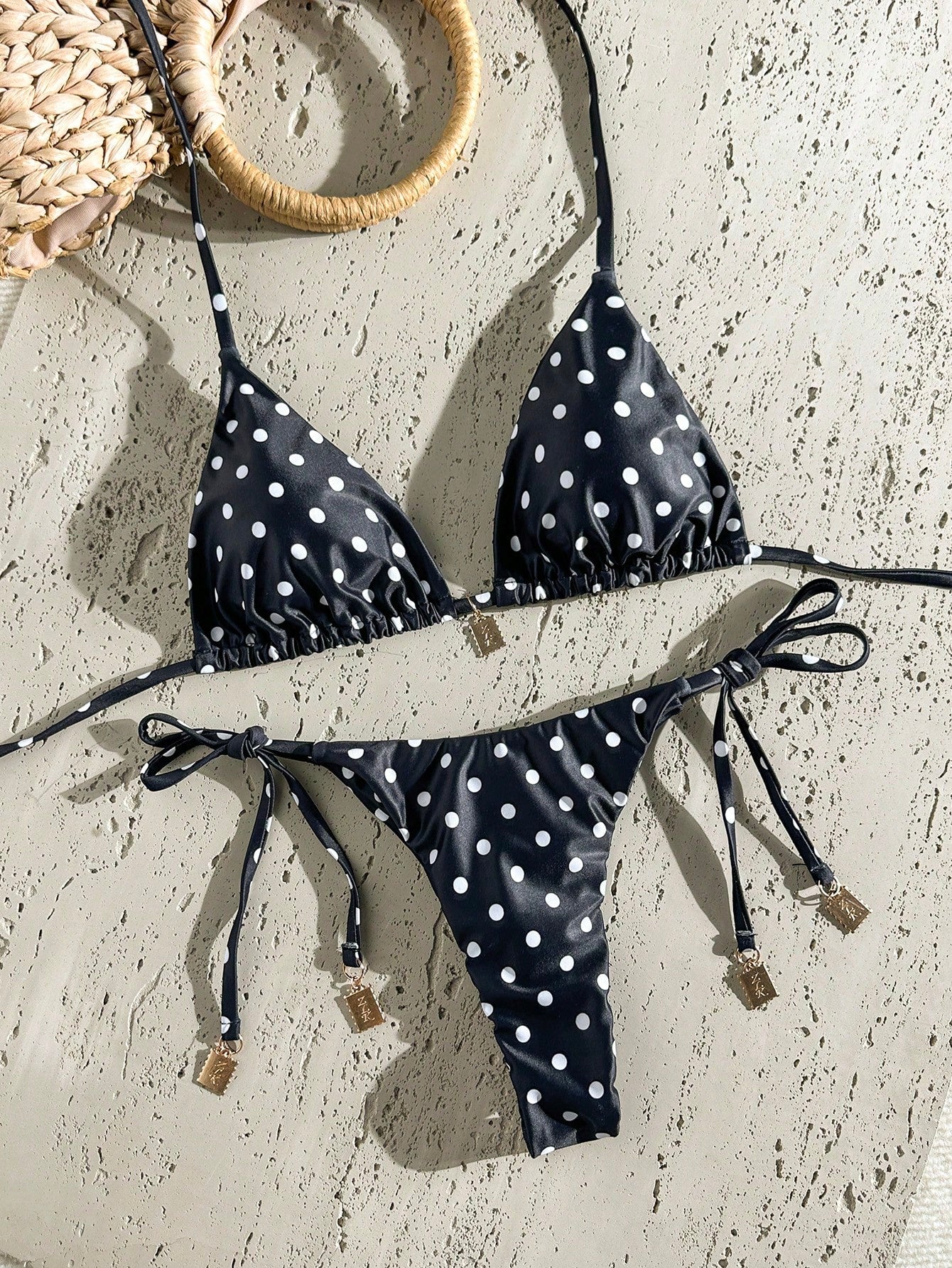 Swim Chiccia Springbreak Women Summer Random Floral Printed Metal Decor Vintage 2pcs Spaghetti Strap Bikini - image 12
