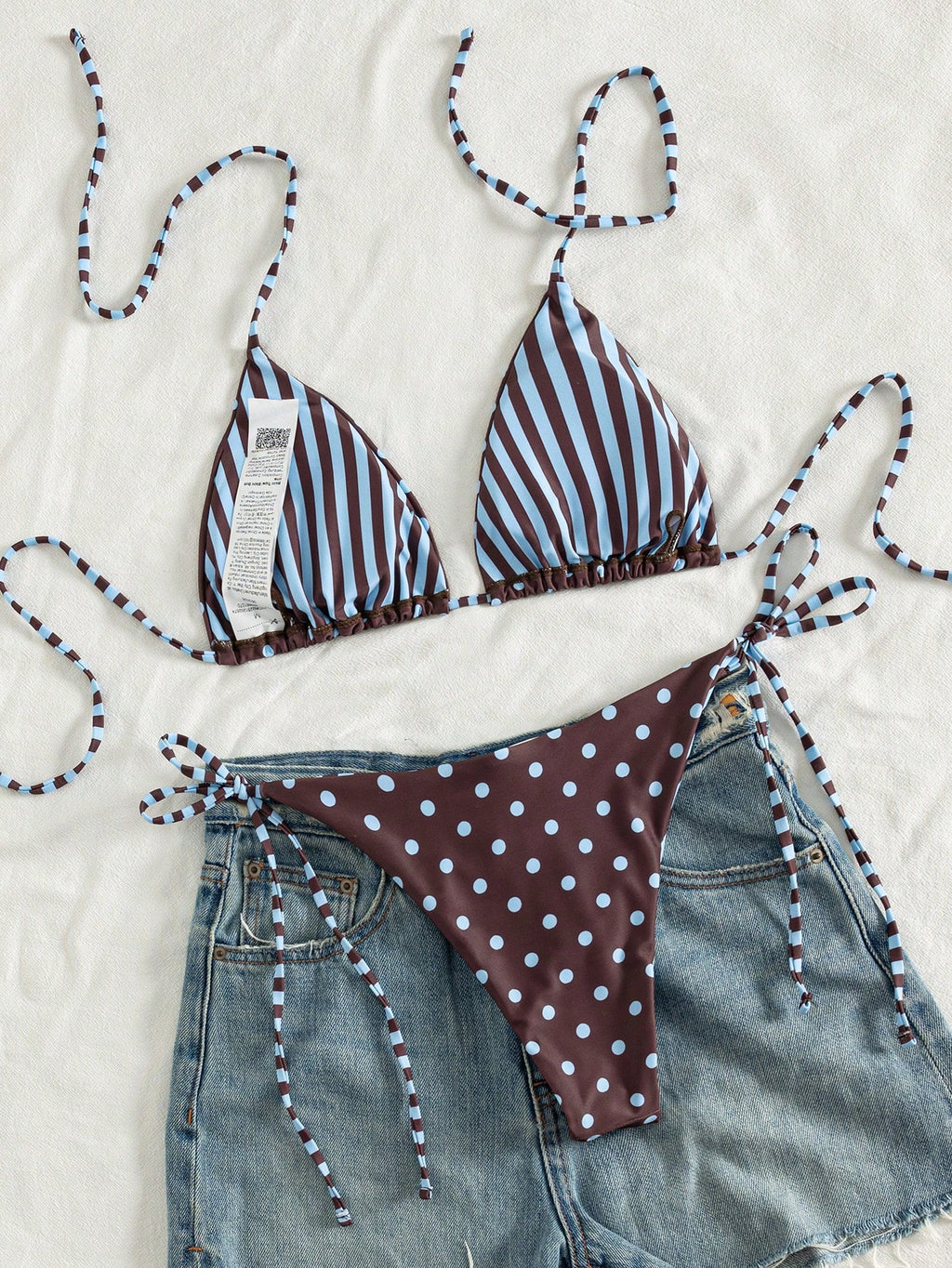 2026 Women's Random Print Spaghetti Strap Sexy Bikini Swimwear Set,