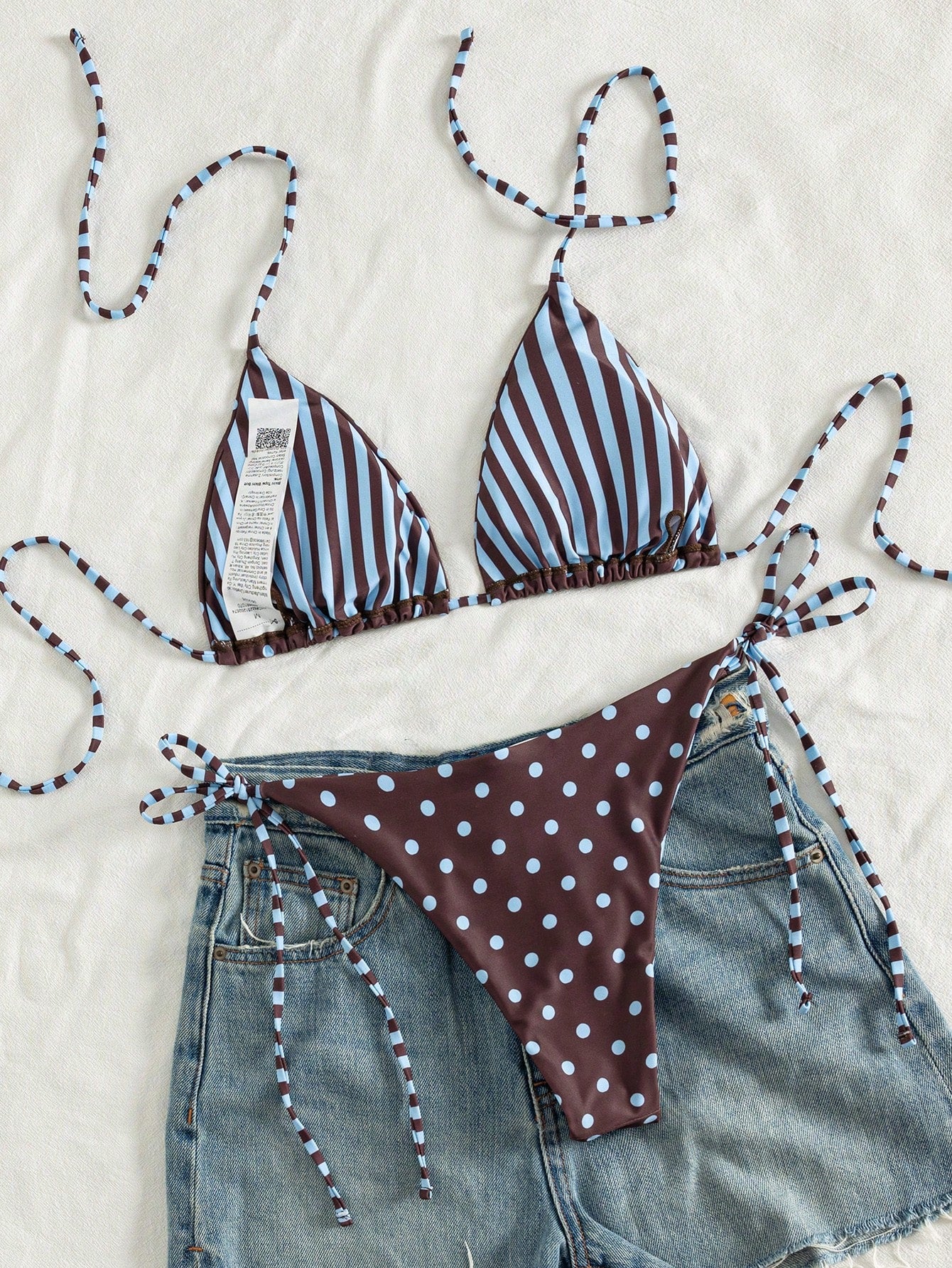 2026 Women's Random Print Spaghetti Strap Sexy Bikini Swimwear Set,