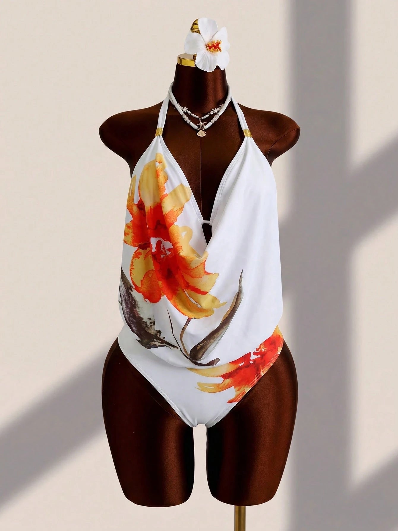 Swim Lushoire Summer Beach Draped Halter Tankini Black Swimsuit - image 11