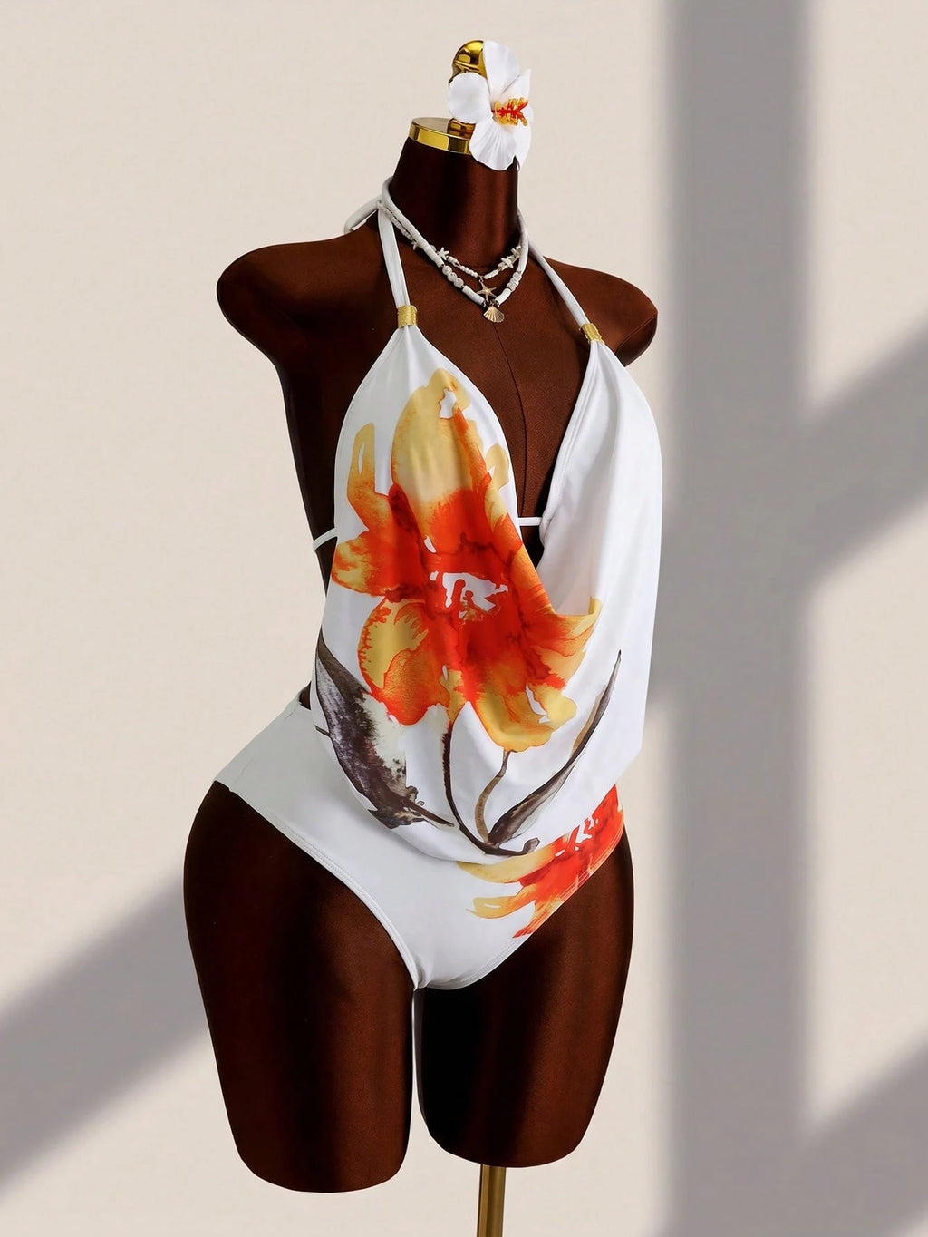 Swim Lushoire Summer Beach Draped Halter Tankini Black Swimsuit - image 13