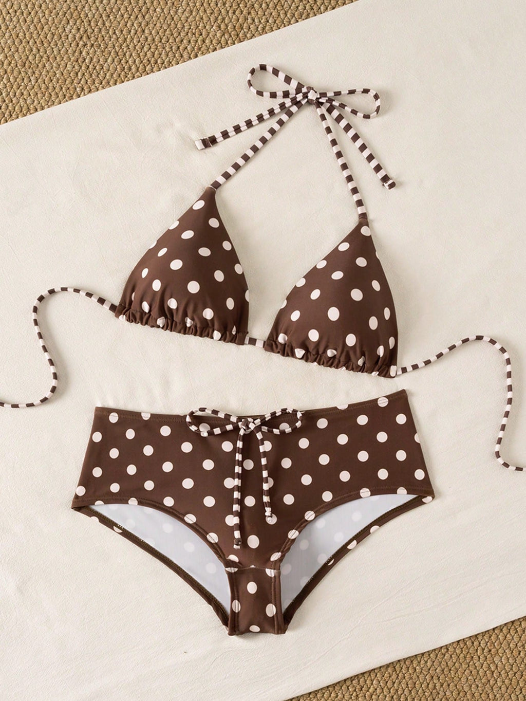 Swim Mod 2026SS New Women's Swimwear Navy Blue Polka Dot Bikini Sets,Summer Tropical Holiday Vacation,Vintage - image 15