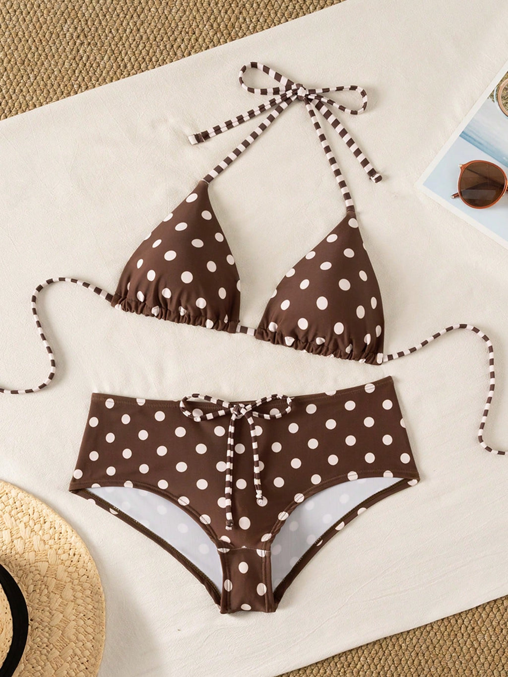 Swim Mod 2026SS New Women's Swimwear Navy Blue Polka Dot Bikini Sets,Summer Tropical Holiday Vacation,Vintage - image 16
