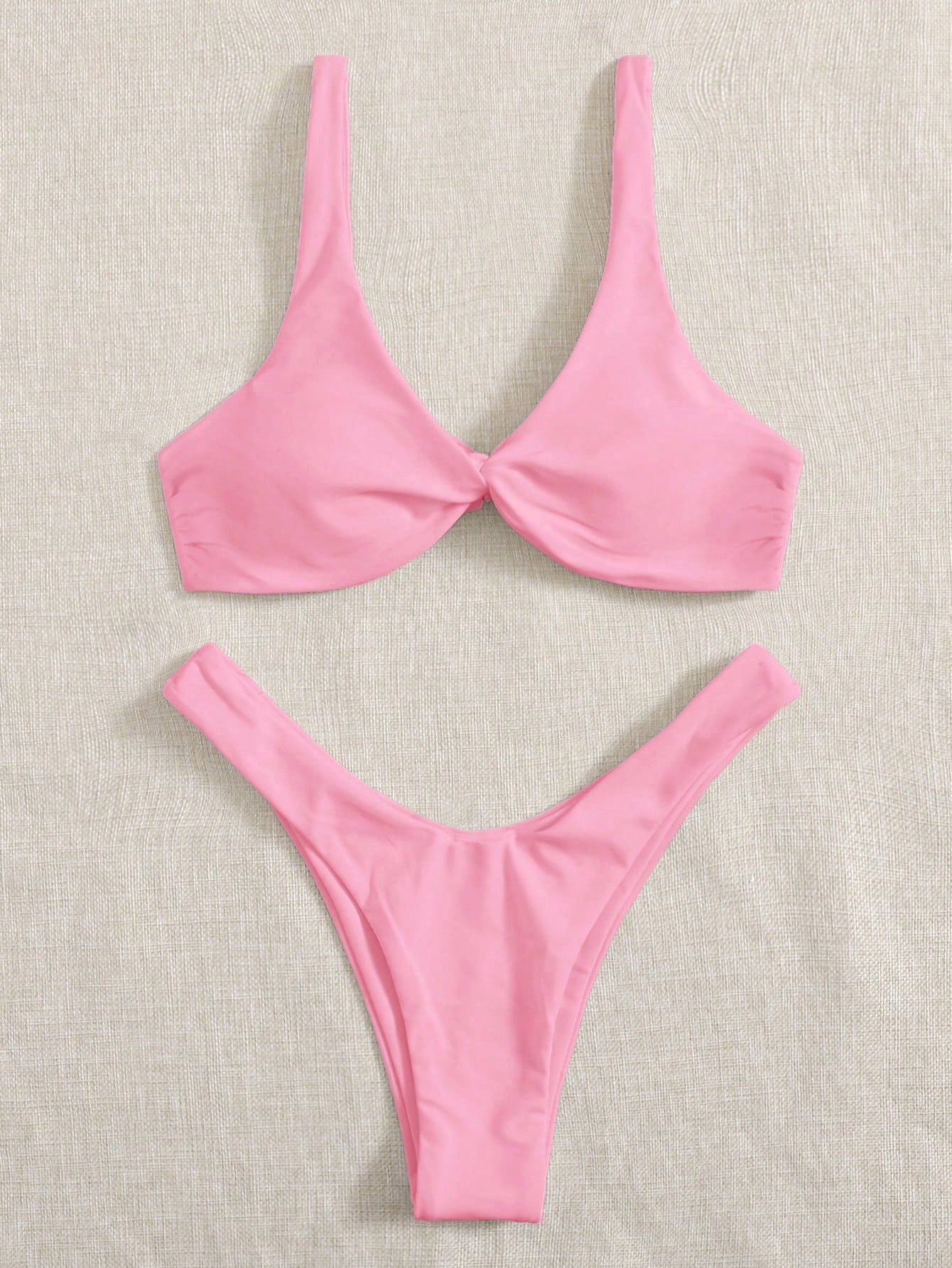 Swim Mod Fish Scales Print Knot Front Swim Top & Swim Bottom Bikini