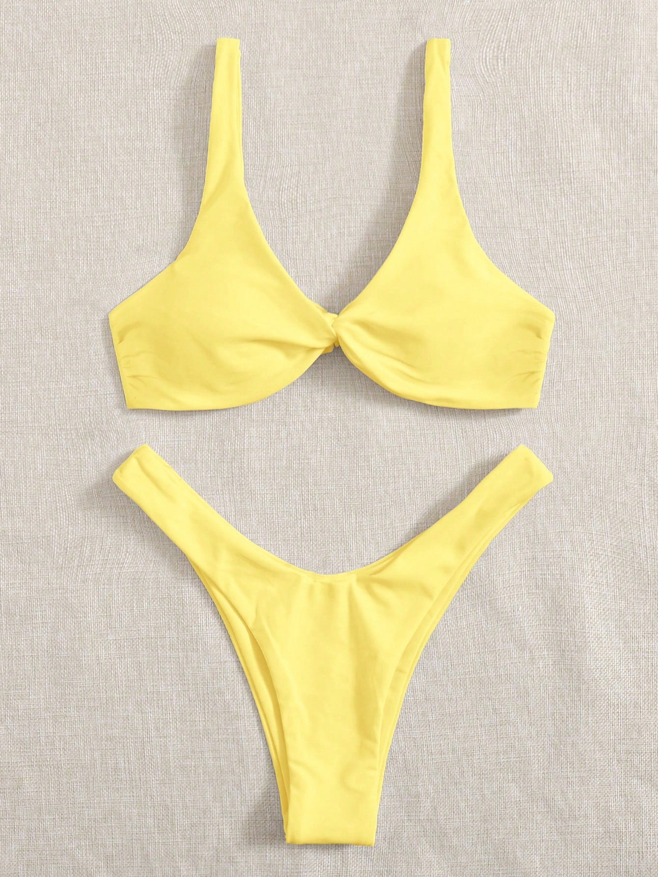 Swim Mod Fish Scales Print Knot Front Swim Top & Swim Bottom Bikini