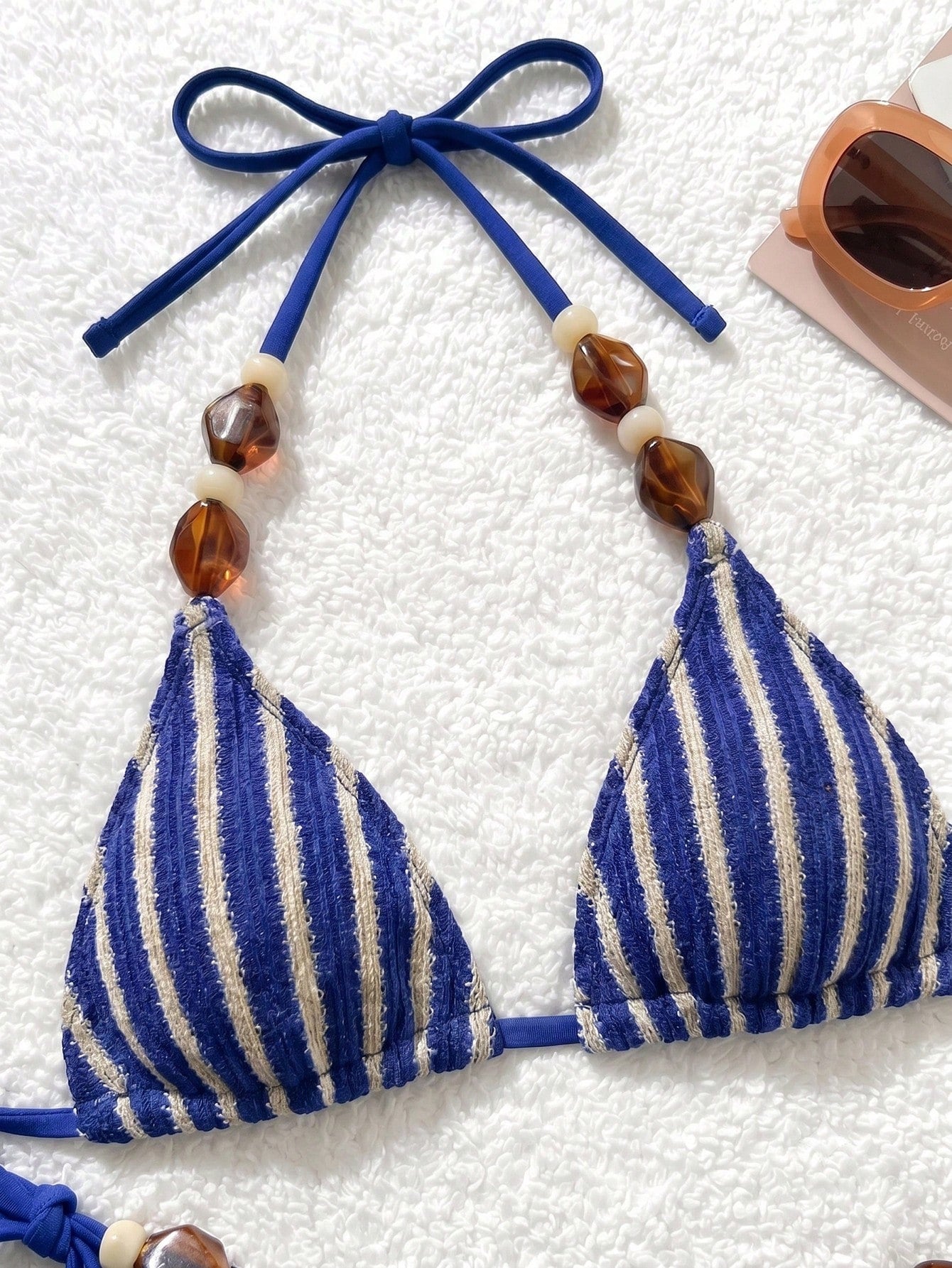 Costavie Women's Stone Accessory Backless Mesh Bikini Three Pieces Swimwear,Light - image 13