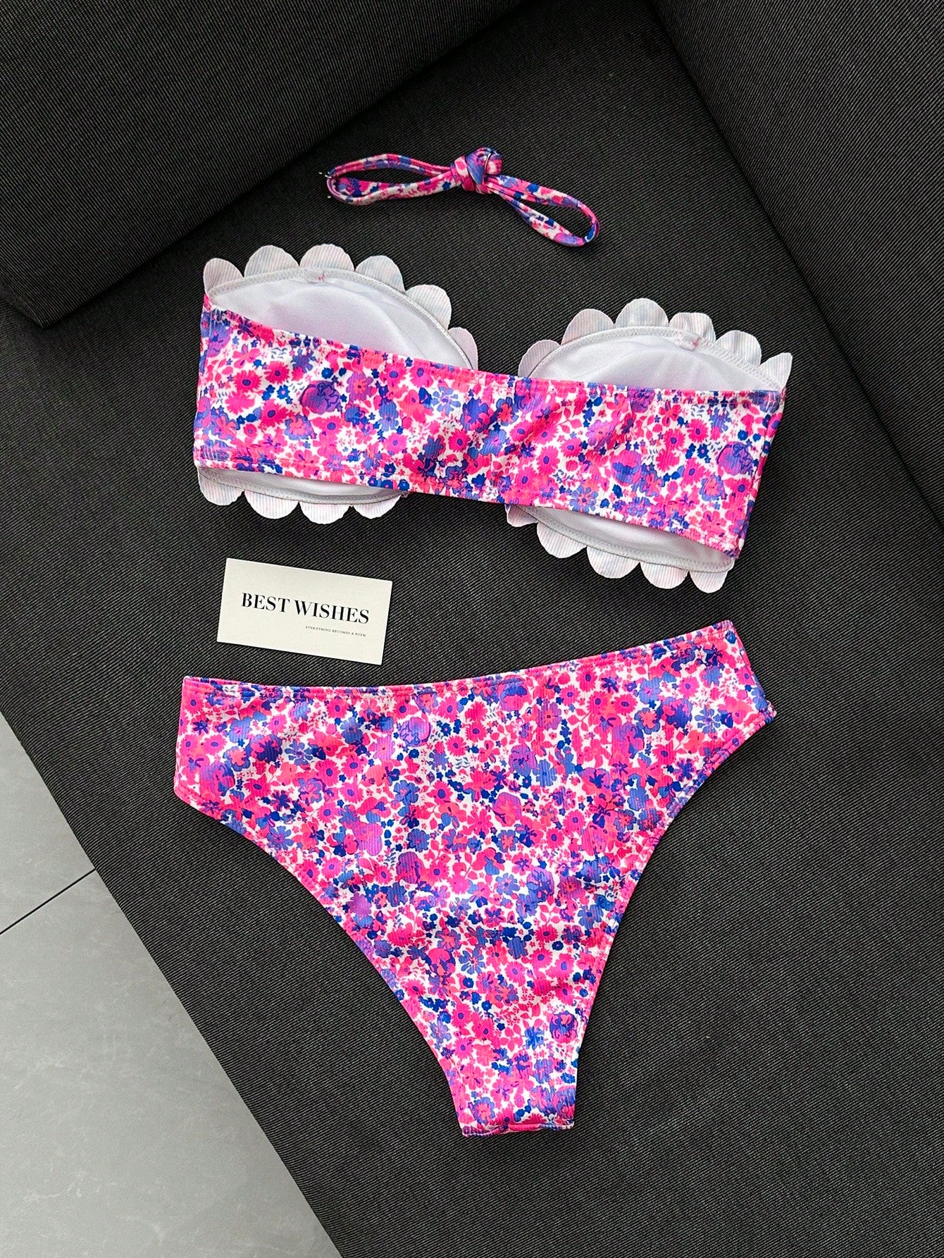 Swim Mod Women's Swimwear, Teenage Girl, Cutout Floral Trim,