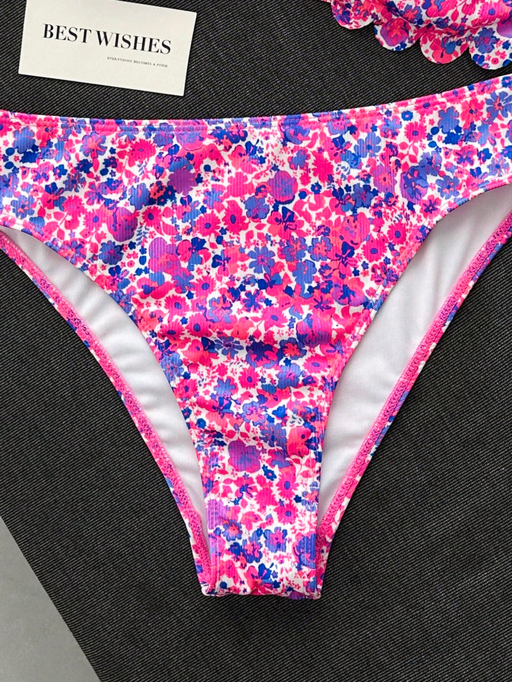Swim Mod Women's Swimwear, Teenage Girl, Cutout Floral Trim,