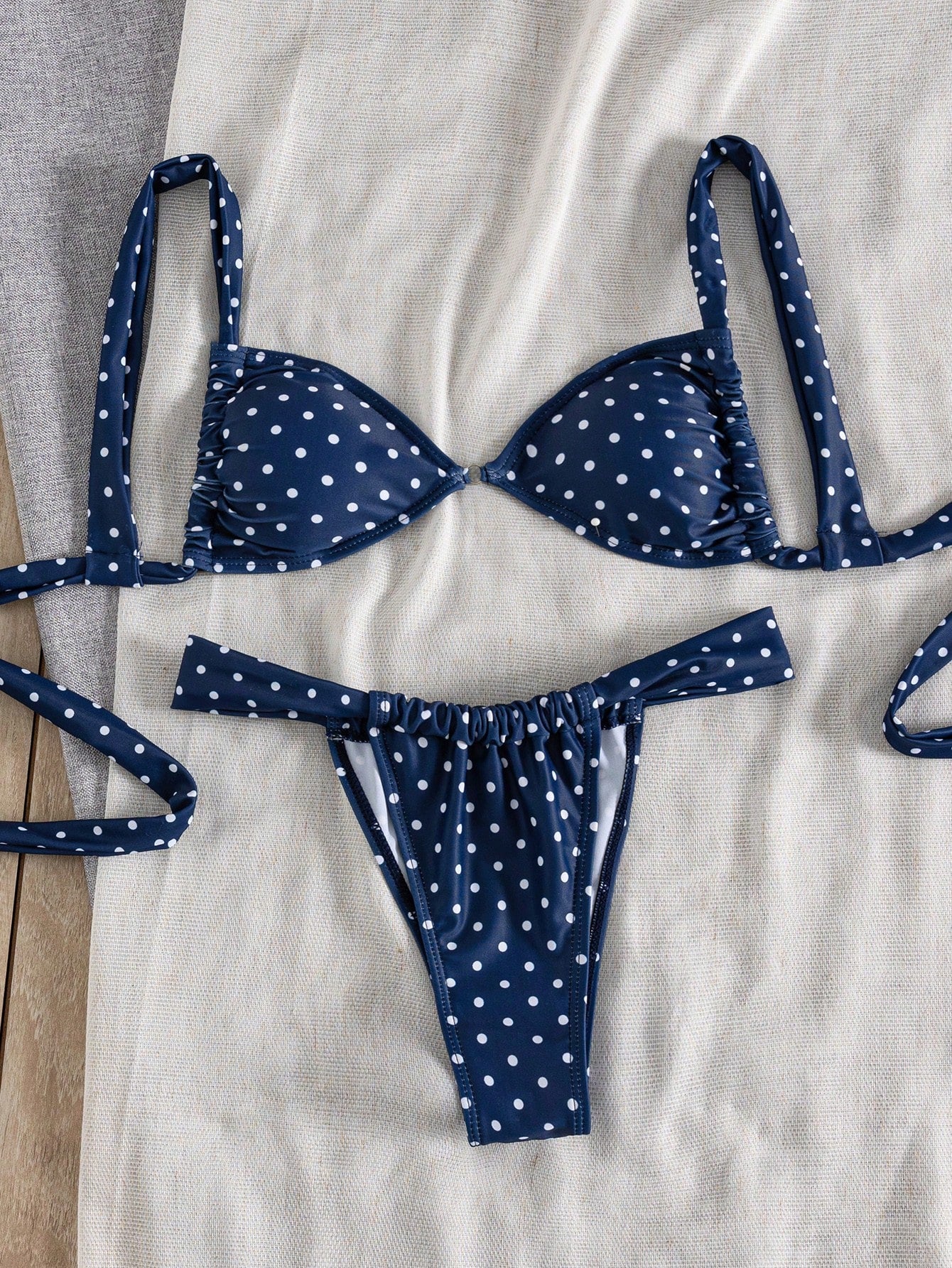 Swim Mod Spring/Summer New French Vintage Taro Purple Polka Dot Sweet & Spicy Girl Two Pieces Swimsuit, - image 4