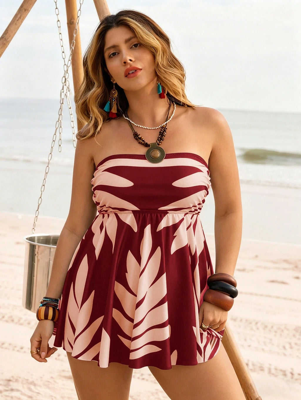Swim Lushoire Plus Size Tankini Swimwear 2 Pieces Set, Minimalist Daily Wear Summer Beach Outfit For Women - image 14