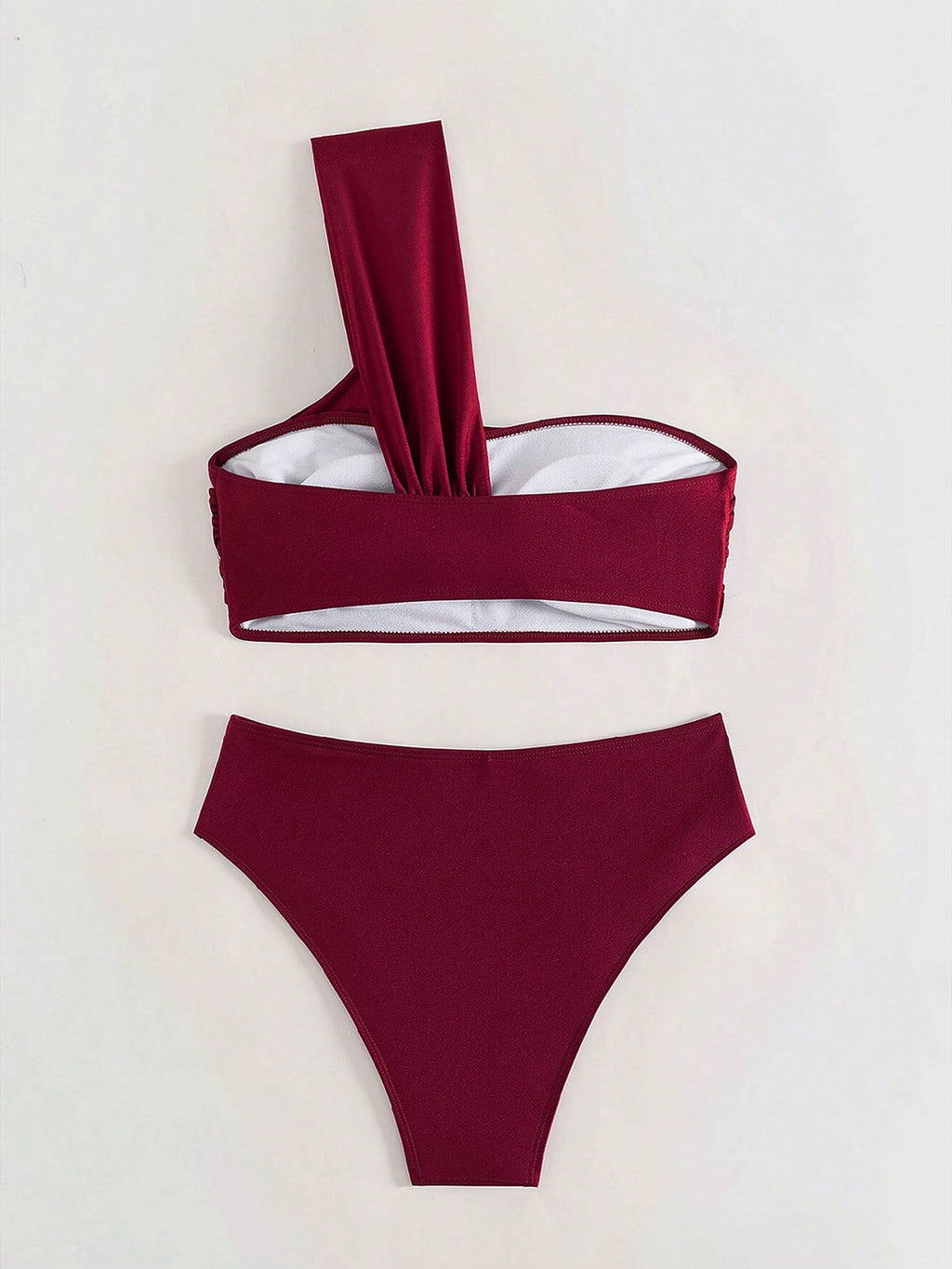 Costavie Women's Summer Beach Solid Color One Shoulder Sexy Bikini And Triangle Bottom Two-Piece Swimsuit Set - image 19