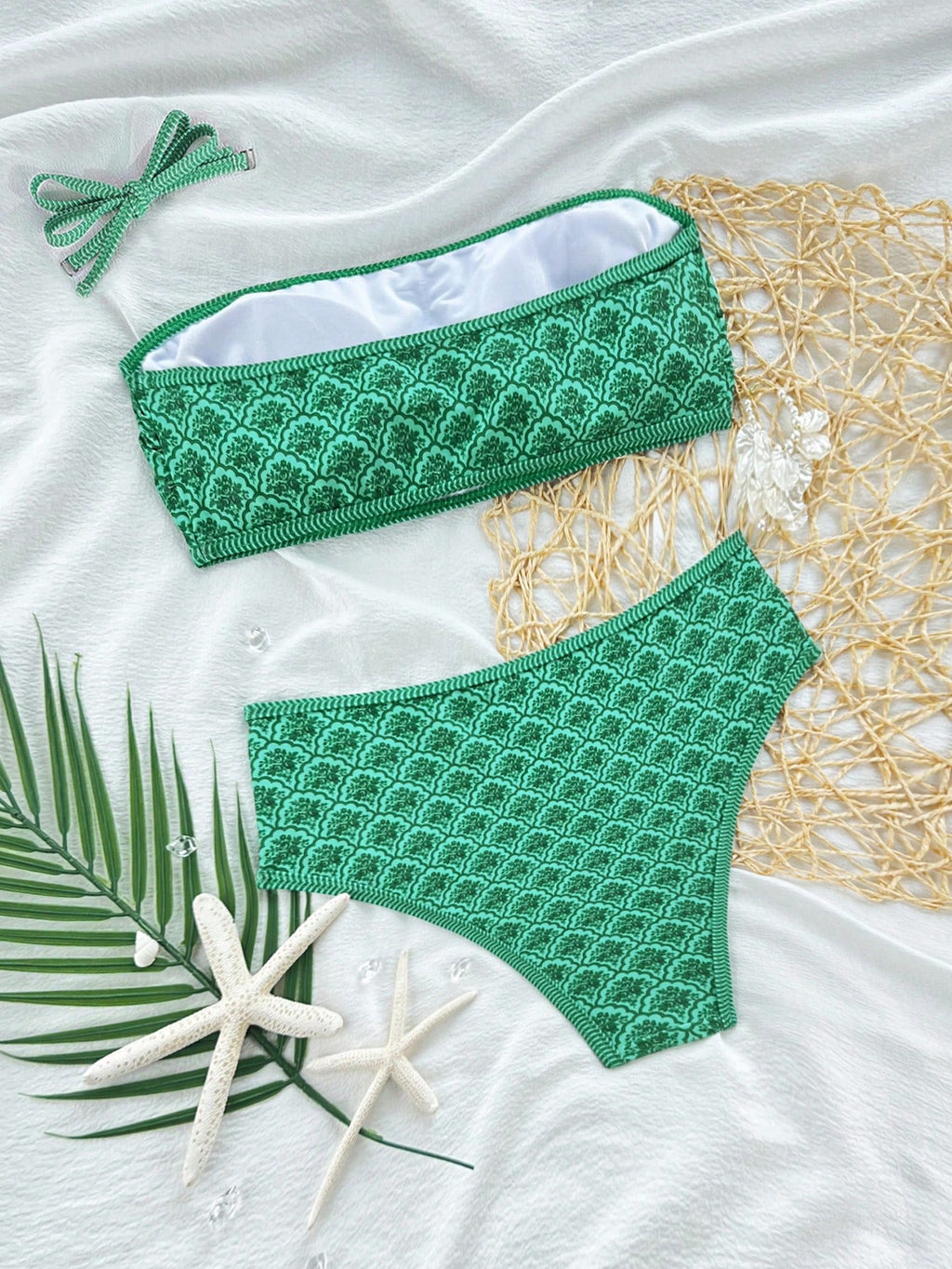 Swim Vcay 2026 Spring/Summer Women's Ditsy Floral Bandeau Bikini Set,