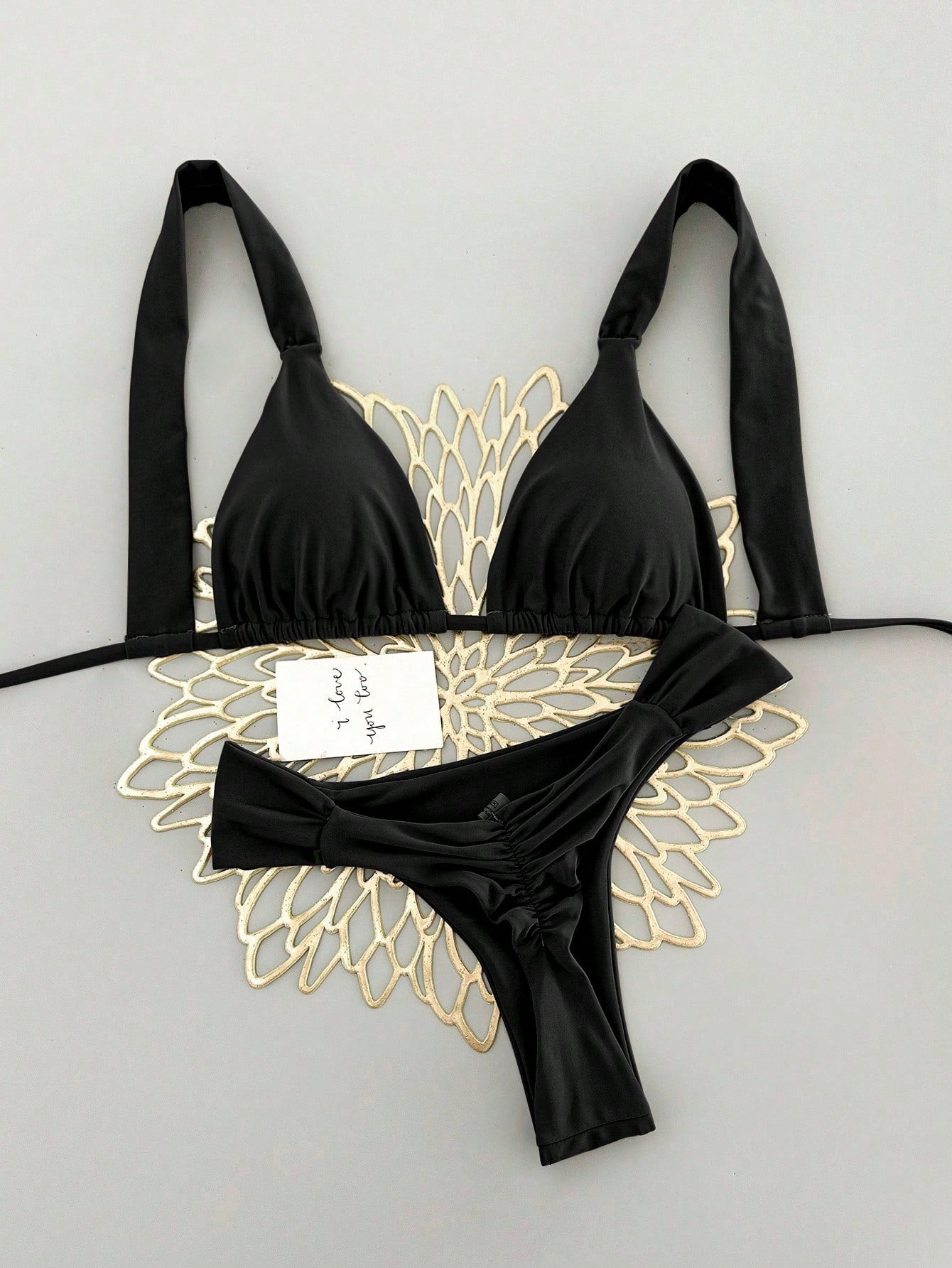Swim Vcay Women's Sexy Beach Vacation Solid Color Fashion Halter Tie