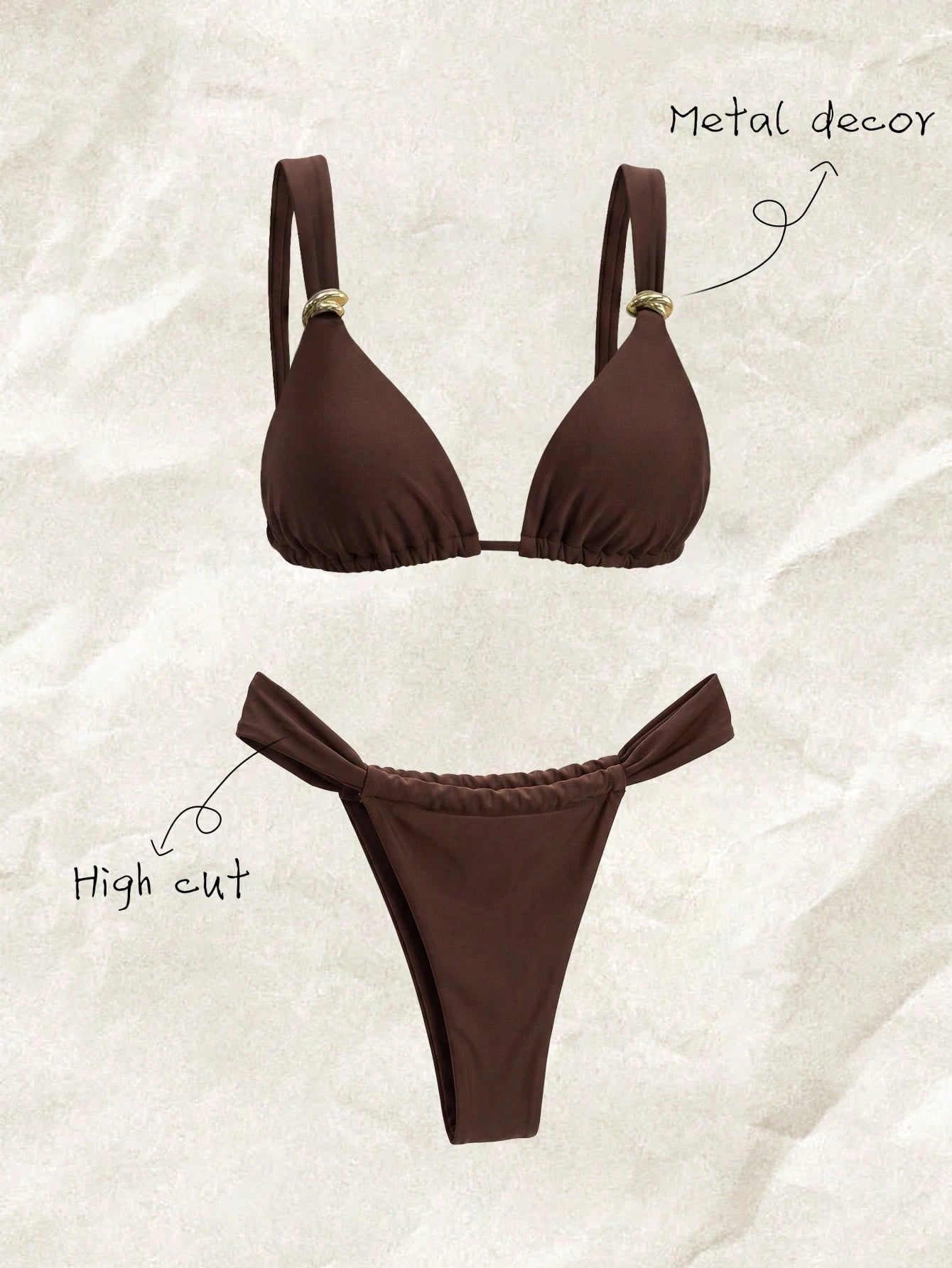 Swim Mod Women's Solid Color Bikini Set