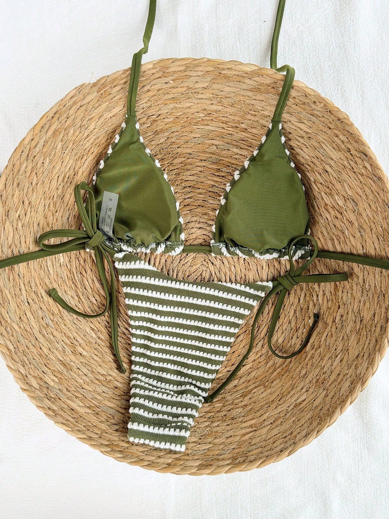 Swim Mod 2026 Spring/Summer Metallic Spaghetti Strap Halter Tie Side